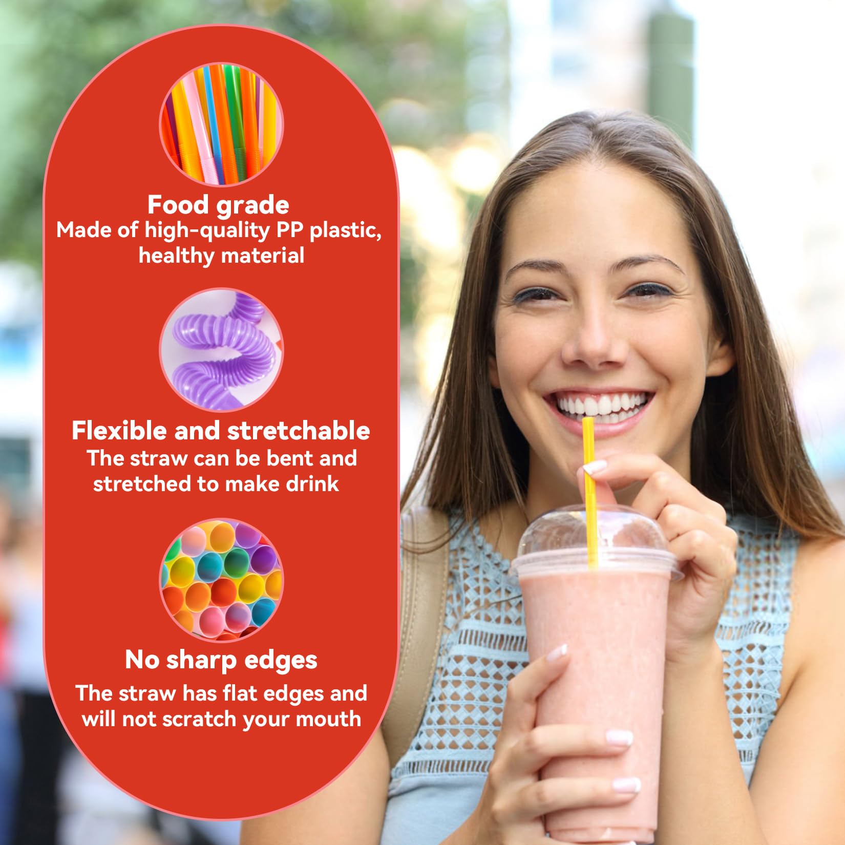 MAQIHAN 100PCS Disposable Plastic Drinking Straws - Flexible Bendable Colorful Straws for Juice, Smoothies, Cocktails & Party Drinks | Perfect for Home, Restaurants, Cafes & Outdoor Events