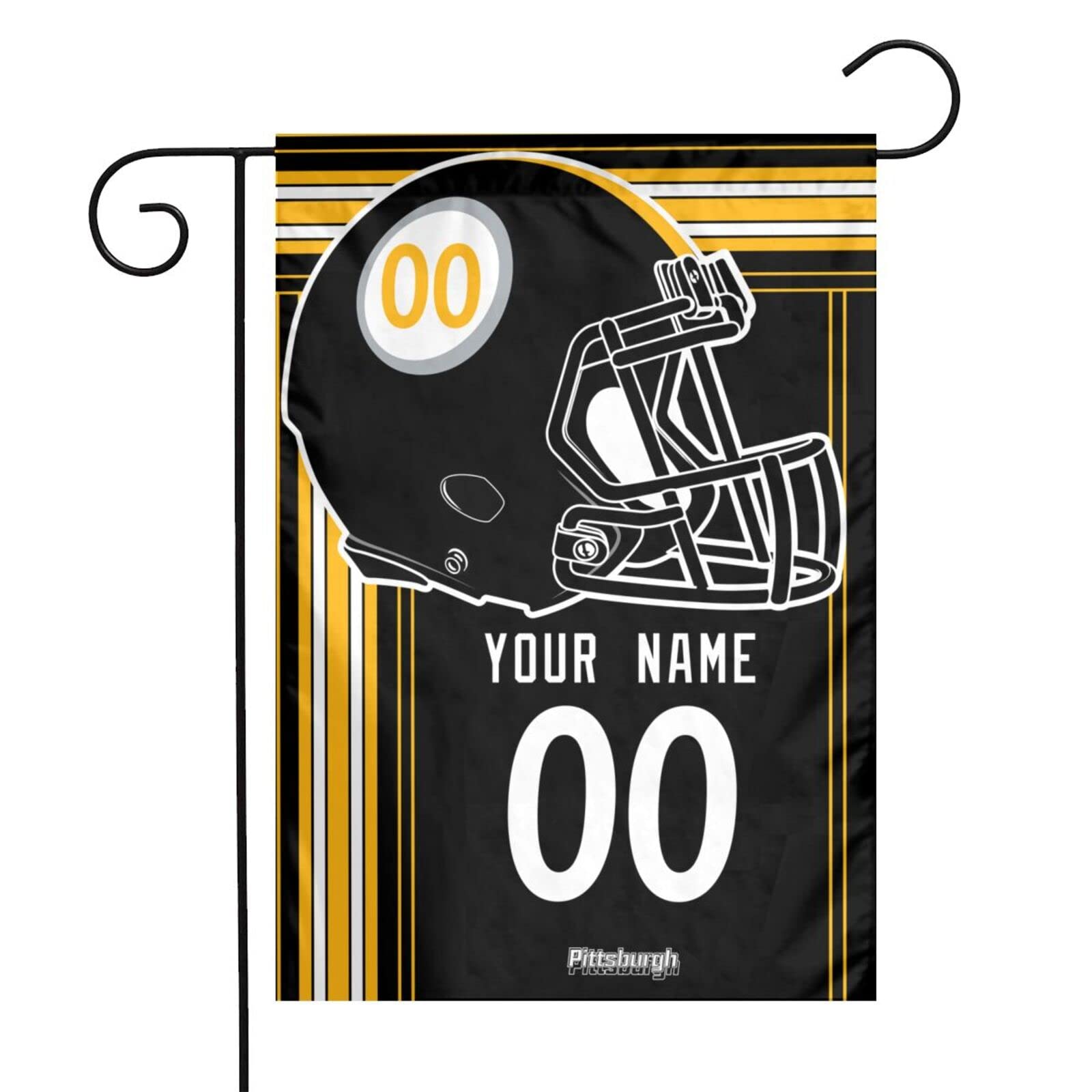 Pittsburgh Steelers Double-Sided Garden Flag - Personalized Custom Name & Number for NFL Fans - Perfect for Game Day Decor & Tailgating