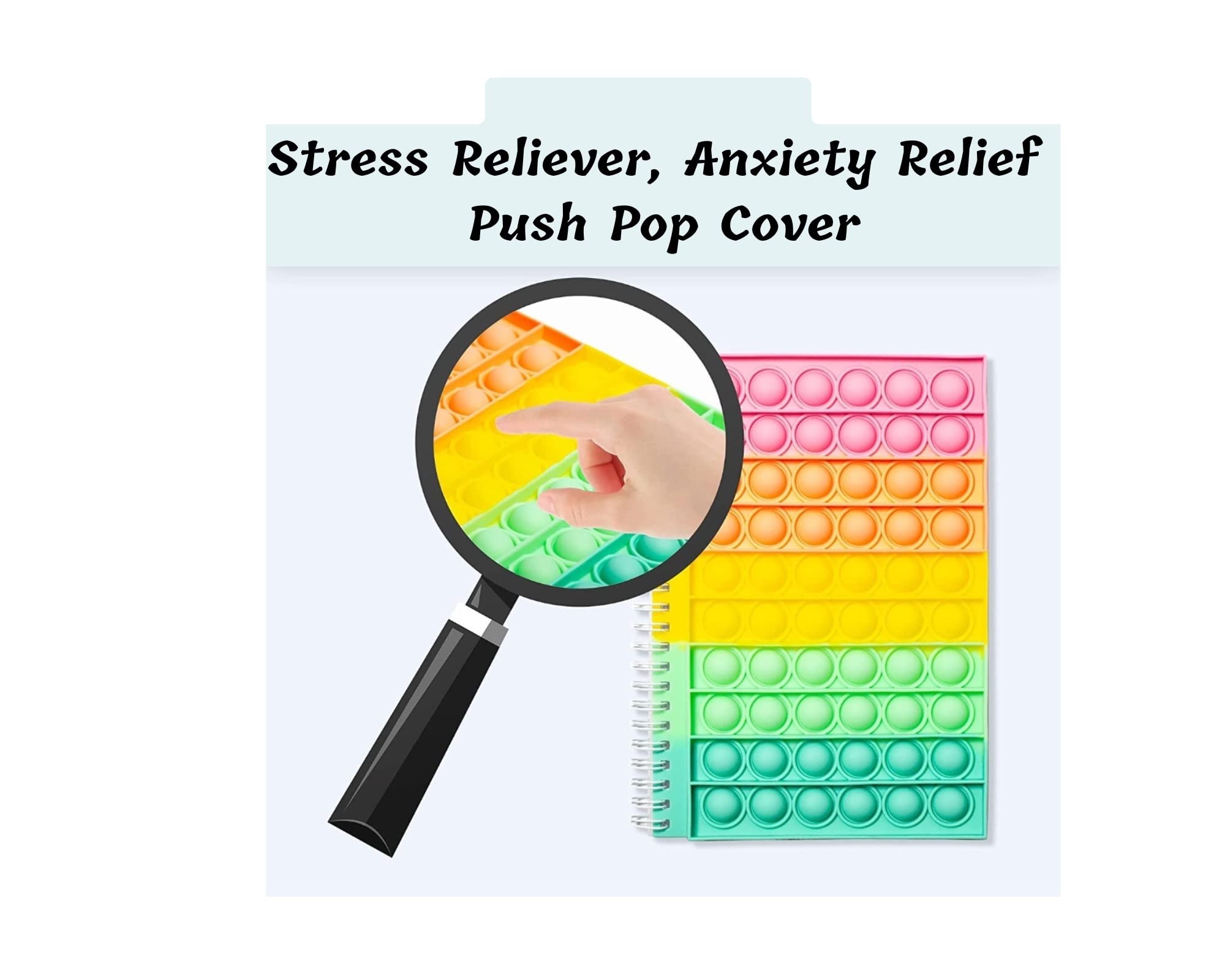 Pop It Fidget Notebook with Silicone Bubbles - Stress Reliever & Anxiety Relief Sensory Toy - Spiral Push Pop Journal for School, Office & Travel - Color Mix - Perfect for ADHD Focus, Classroom Breaks & Workplace Relaxation