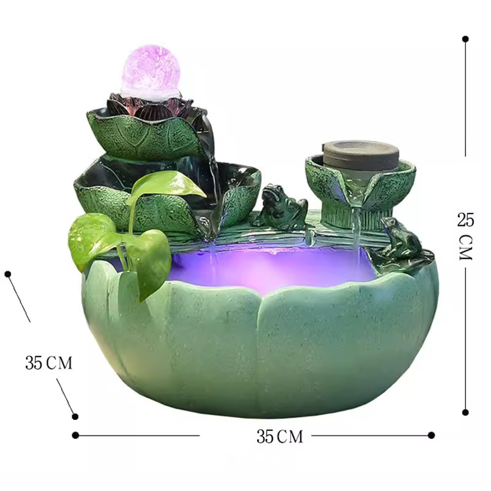 Zen Tabletop Fountain with Lotus & Rockery Design - Large Circular Indoor Water Feature for Living Room, Office, or Meditation Space - Soothing Flowing Water Decor for Relaxation & Stress Relief