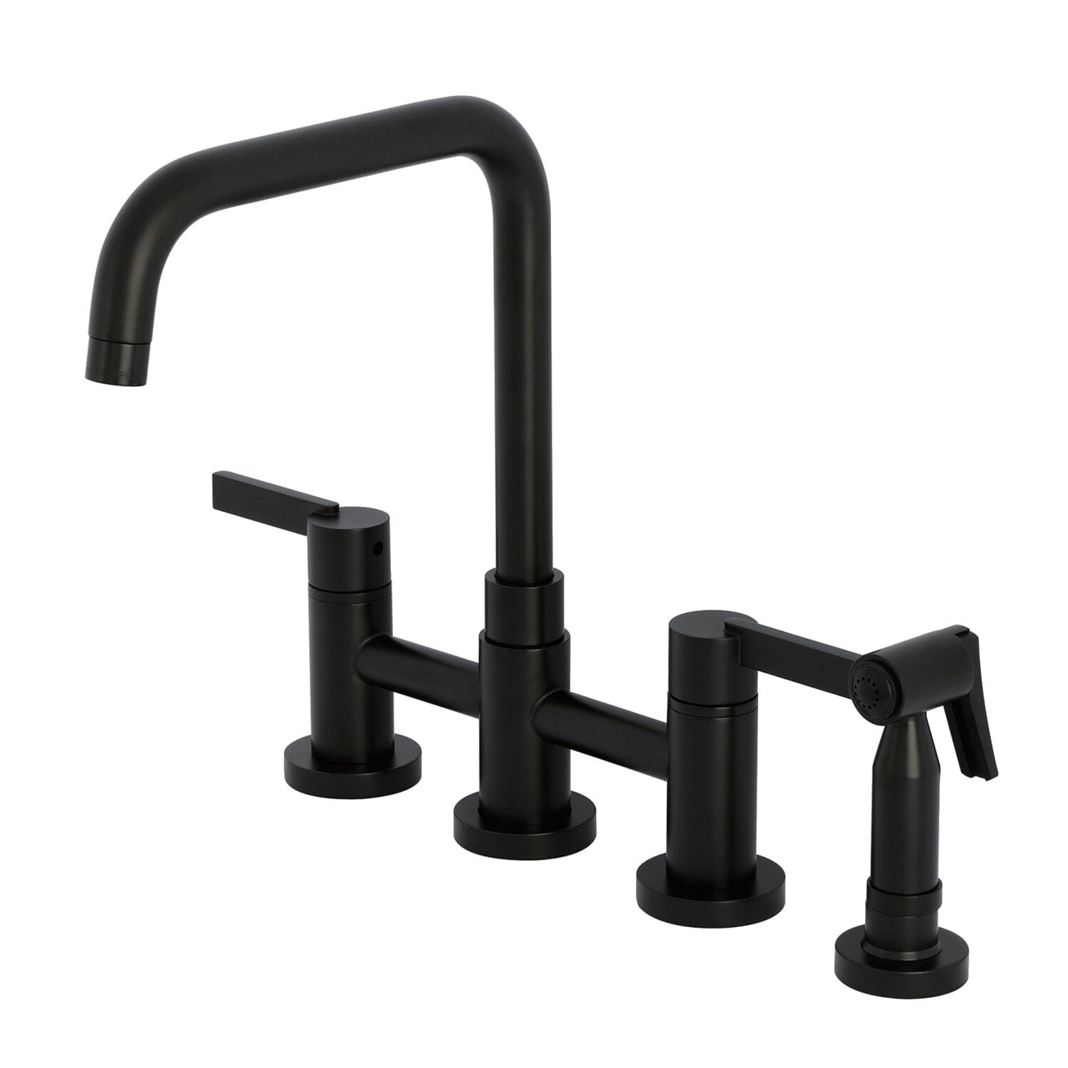 High-Quality Continental Two Handle 4 Hole Deck Mount Bridge Kitchen Faucet with Brass Side Sprayer - Perfect for Modern Kitchens & Food Prep Areas