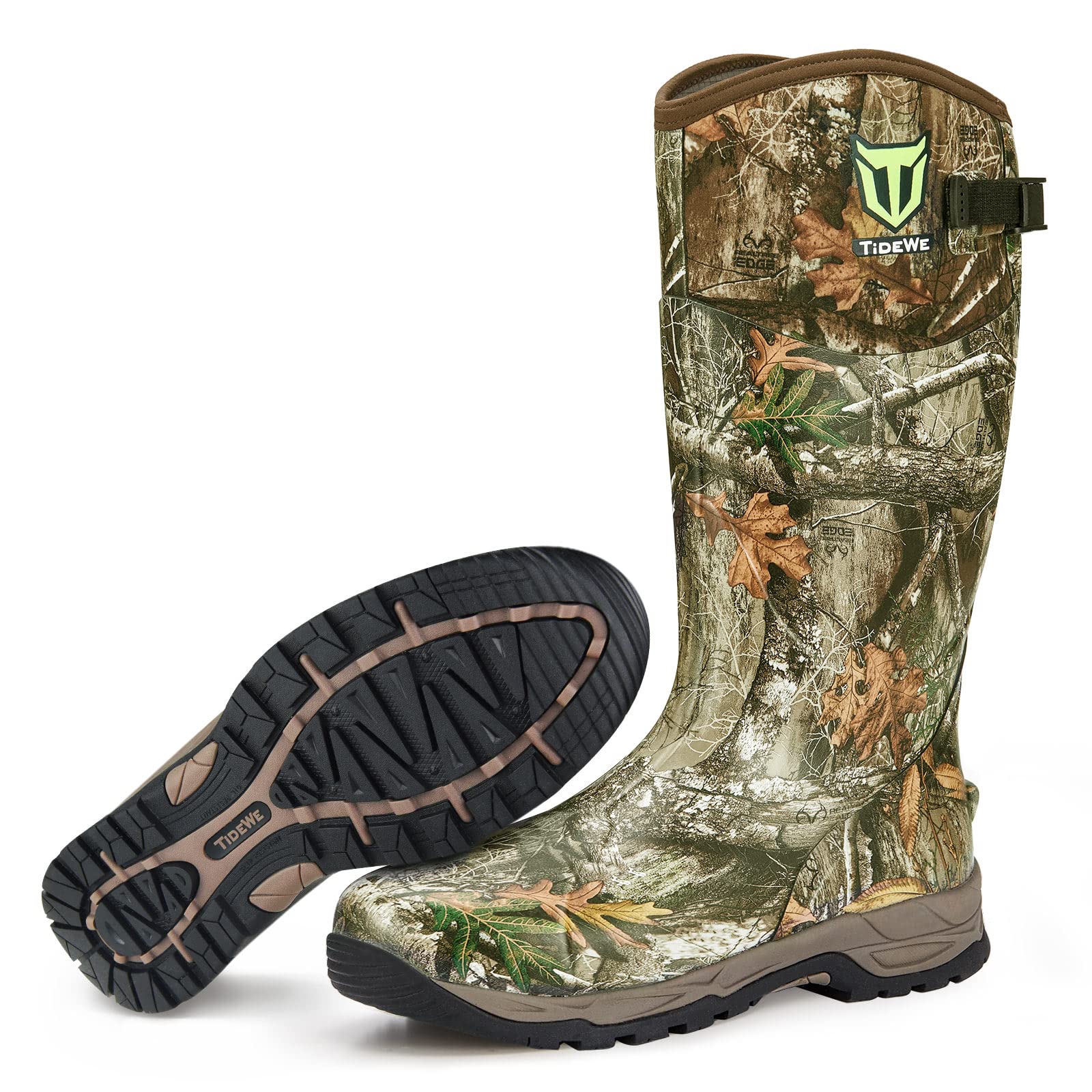 TIDEWE Waterproof Insulated Rubber Hunting Boots for Men - Realtree Camo & Next Camo G2, 7mm Neoprene Warm Winter Boots, Durable Outdoor Boots Size 5-14 - Ideal for Deer Hunting, Duck Hunting & Cold Weather Outdoor Activities