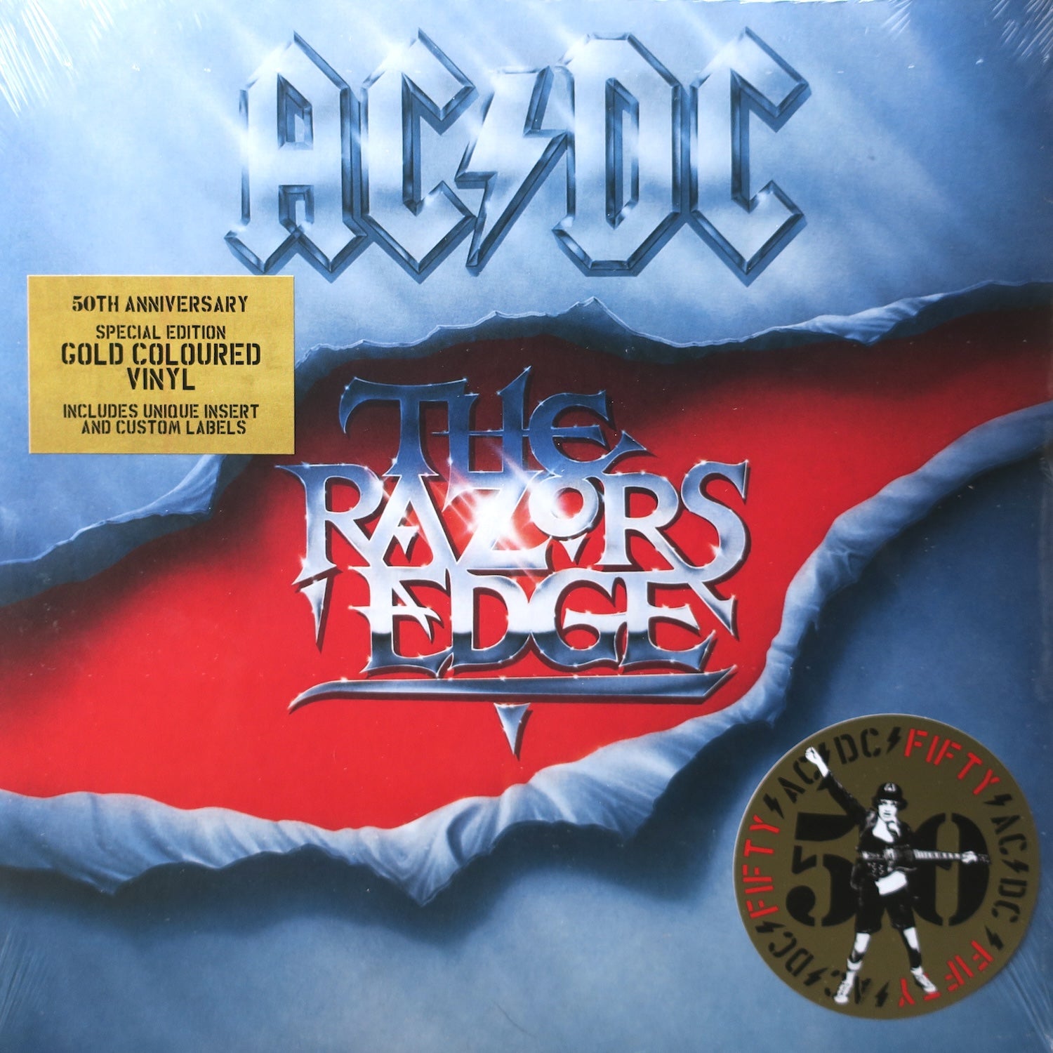 AC/DC 'The Razors Edge' 30th Anniversary Limited Edition Gold Vinyl LP - Perfect for Collectors & Rock Music Enthusiasts, Great for Home Listening & Gifts