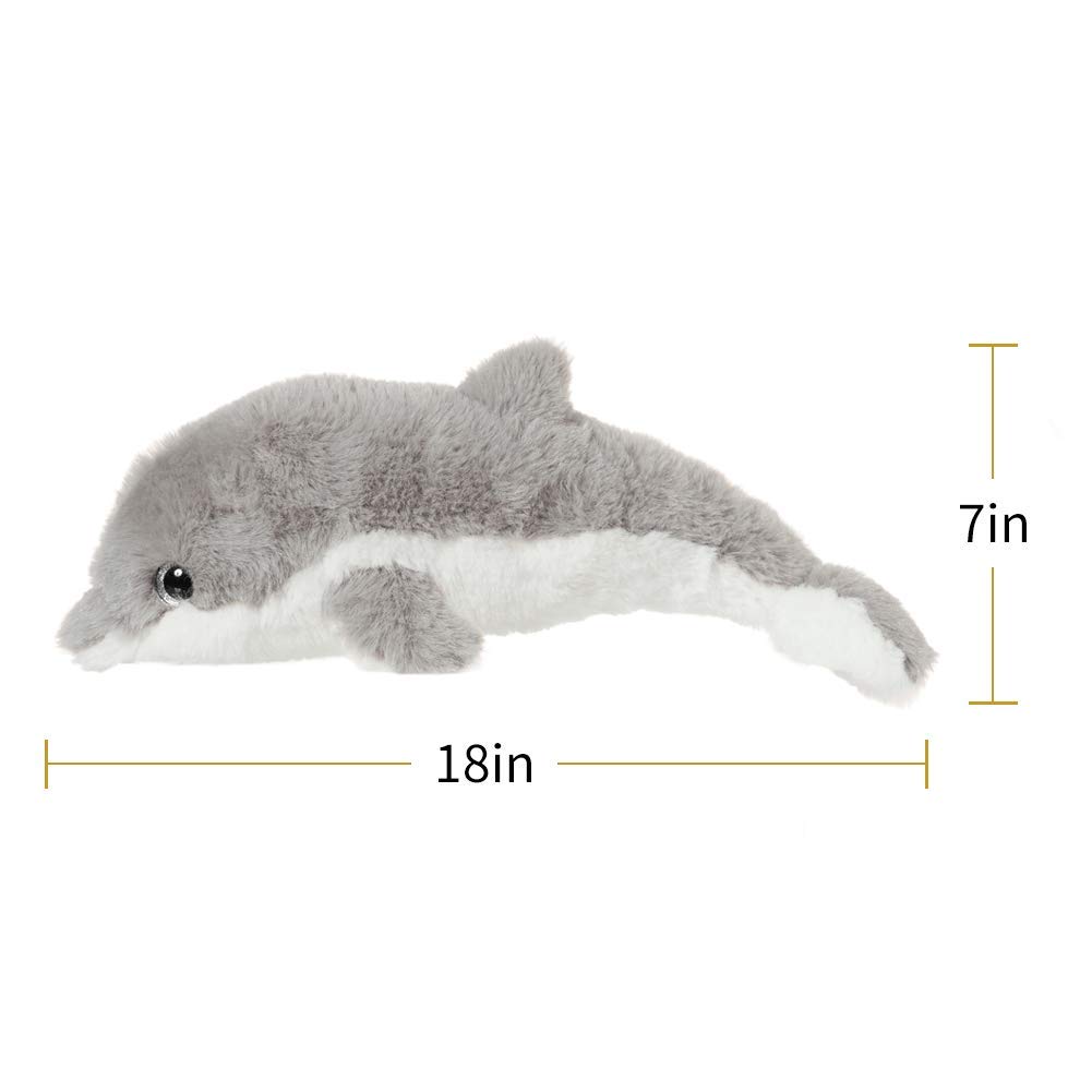 Gray Dolphin Stuffed Animal Plush Toy - 18 Inch Soft & Cuddly Ocean Sea Creature for Kids, Perfect Gift for Boys & Girls | Great for Bedtime, Nursery Decor, and Marine Life Education