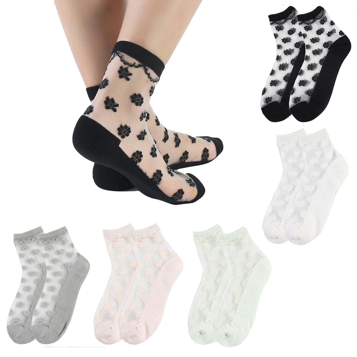 Benefeet Women's Lace Sheer Socks - Ultra Thin Nylon Stockings for Daily Wear