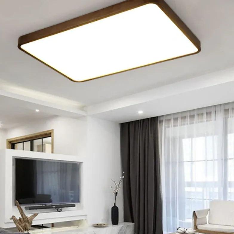 Modern Wooden Flush Mount Ceiling Light Fixture - Warm & Elegant LED Lighting for Bedroom, Living Room, Dining Room - Energy Efficient Home Decor