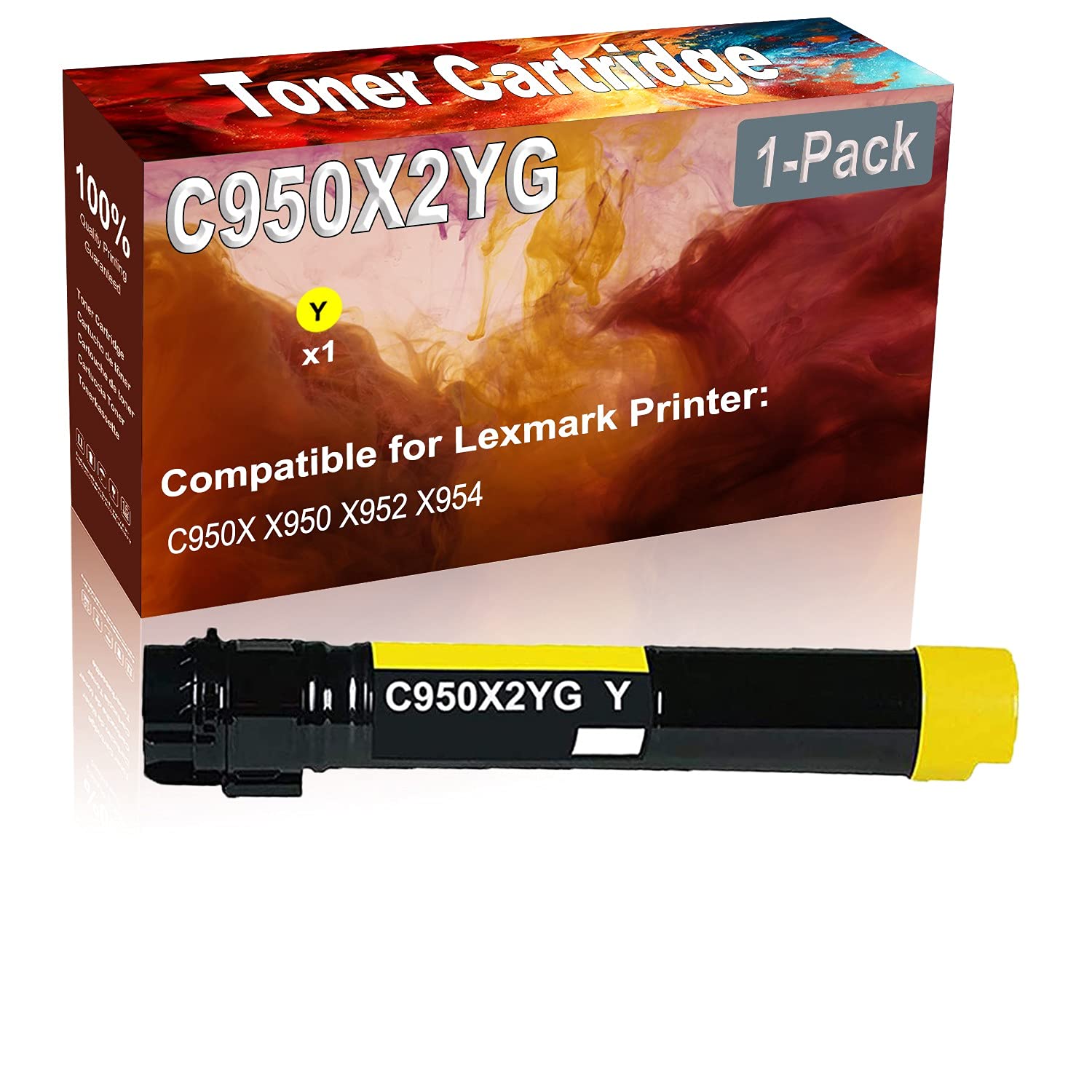 High Yield C950X2YG Compatible Yellow Toner Cartridge (1-Pack) for HP C950X, X950, X952, X954 Printers - Ideal for Office & Home Printing Needs