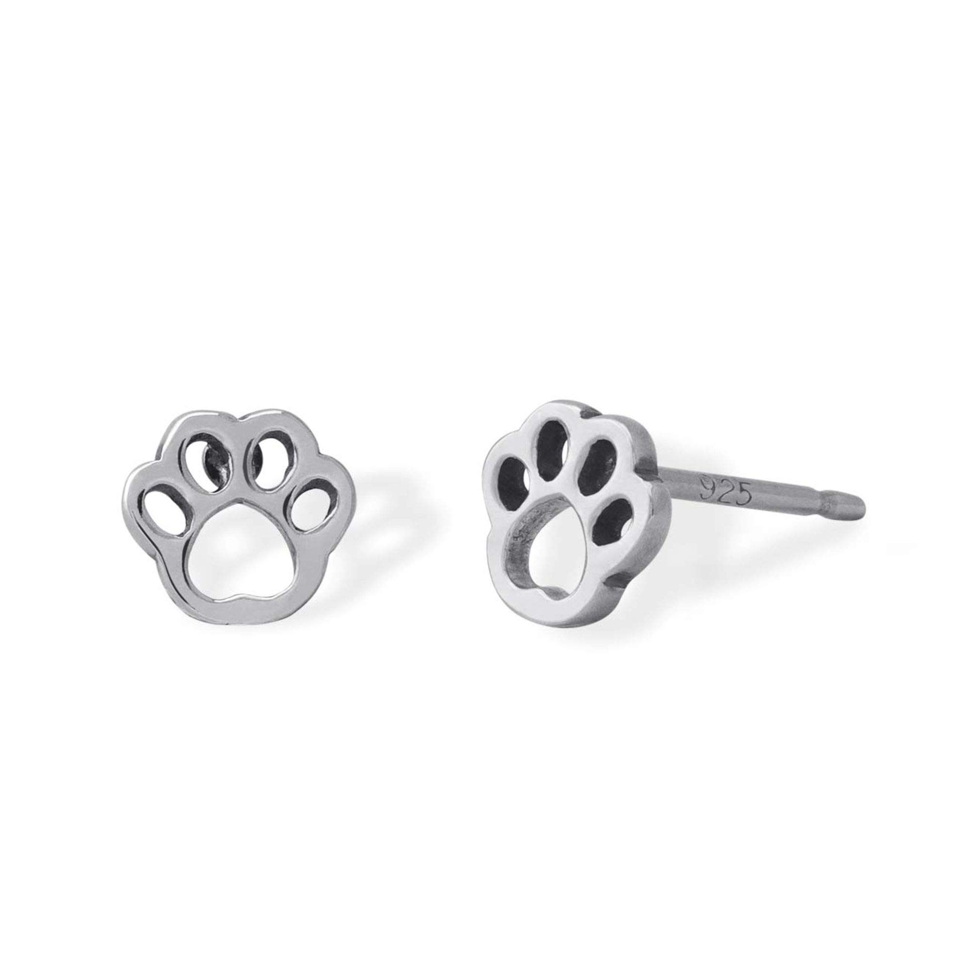 Boma Jewelry Sterling Silver Paw Print Stud Earrings for Women - Cute Animal Lover Gift for Dog Cat Pet Owners - Perfect for Casual Wear, Gifts & Everyday Fashion