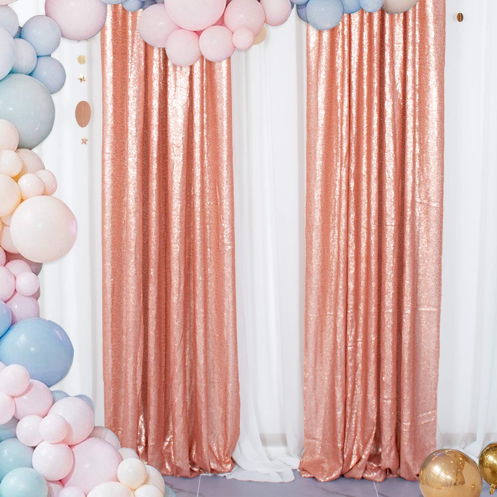 Sparkle Sequin Photo Backdrop Curtain 2 Panels Set - 2FT x 8FT Glitter Backdrop for Photography, Parties, Weddings & Events (2-Pack, Blush Pink) - Perfect for Birthday Decor, Baby Showers & Social Media Backgrounds
