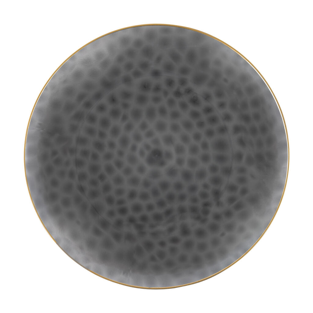Elegant Transparent Black & Gold Round Hammered Plastic Plates - Organic Hammered Design for Parties, Weddings & Elegant Dining