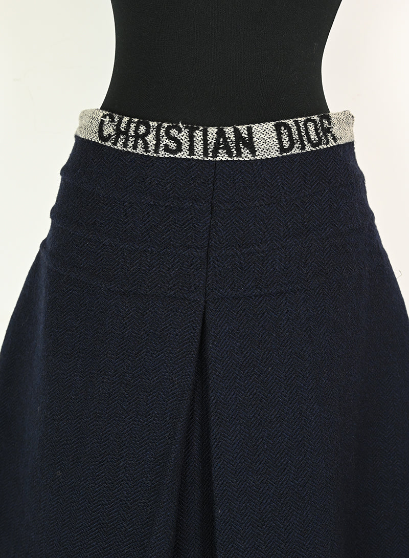 Dior Blue Wool Skirt Size 42 - Elegant & Stylish Women's Fashion for Office, Party & Special Occasions