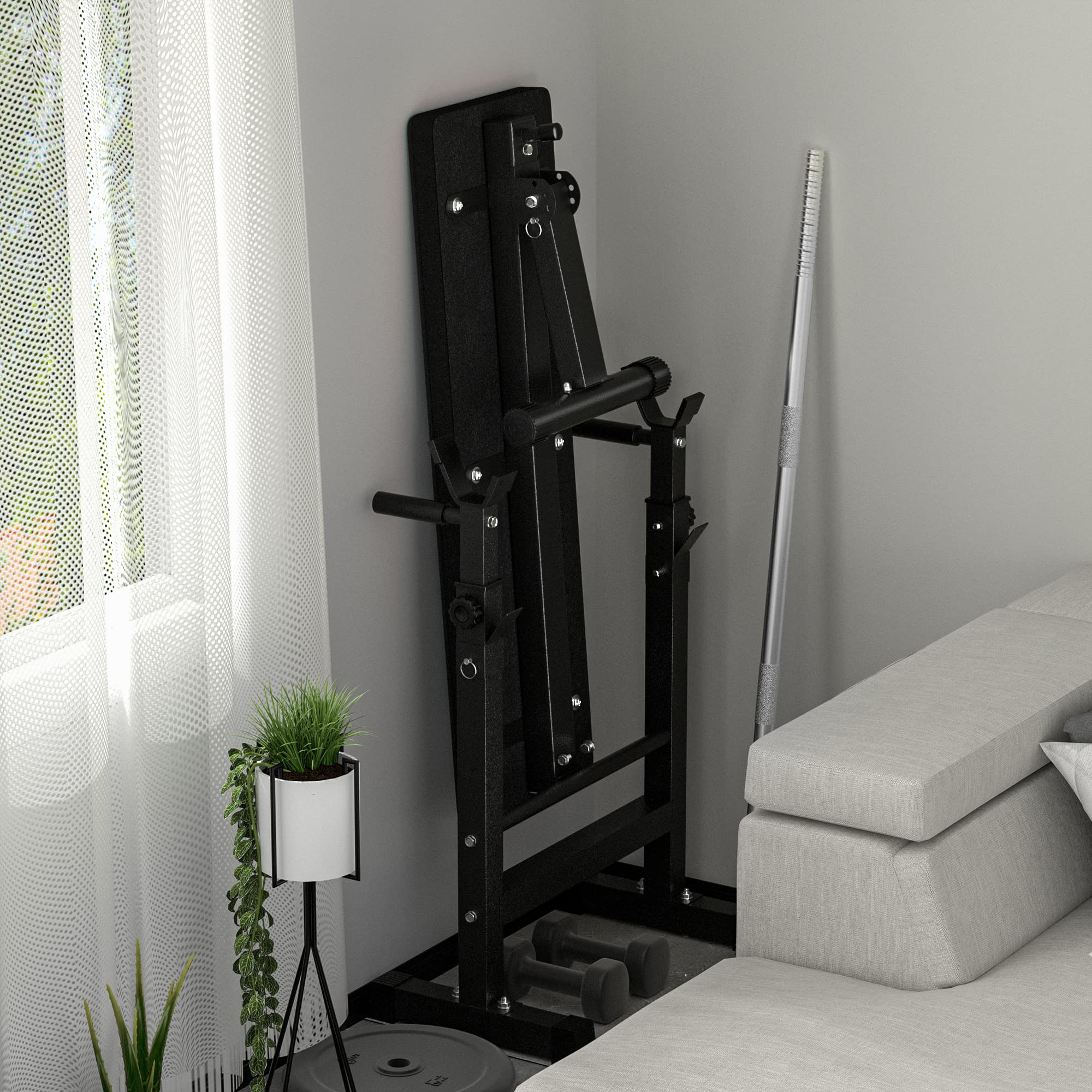 Sandinrayli Adjustable Weight Bench for Home Gym - Foldable Bench Press with Barbell Rack, Full Body Workout Equipment for Strength Training | Perfect for Small Spaces & Home Fitness Routines