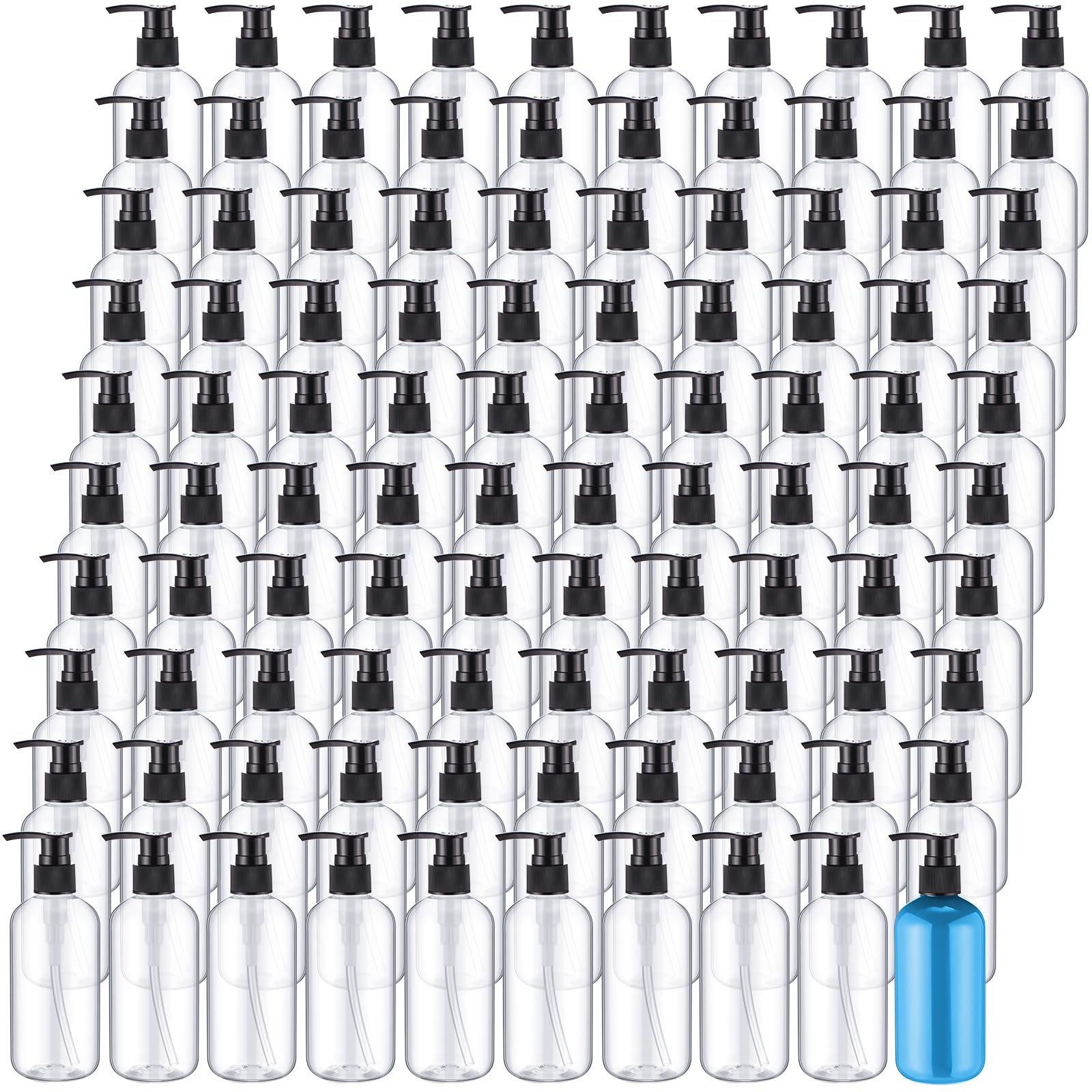 150-Pack 8 oz Clear Plastic Pump Bottles - Leakproof Refillable Dispensers for Shampoo, Conditioner, Body Wash & Liquid Soap (Black) | Perfect for Home, Salon, Travel & DIY Beauty Products