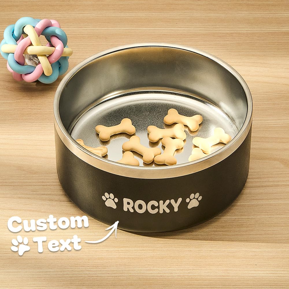 Personalized Dog Bowl with Name - 32oz Custom Engraved Stainless Steel Non-Slip Pet Food & Water Dish - Perfect for Dry Food, Wet Food and Water - Great for Home, Travel & Outdoor Use
