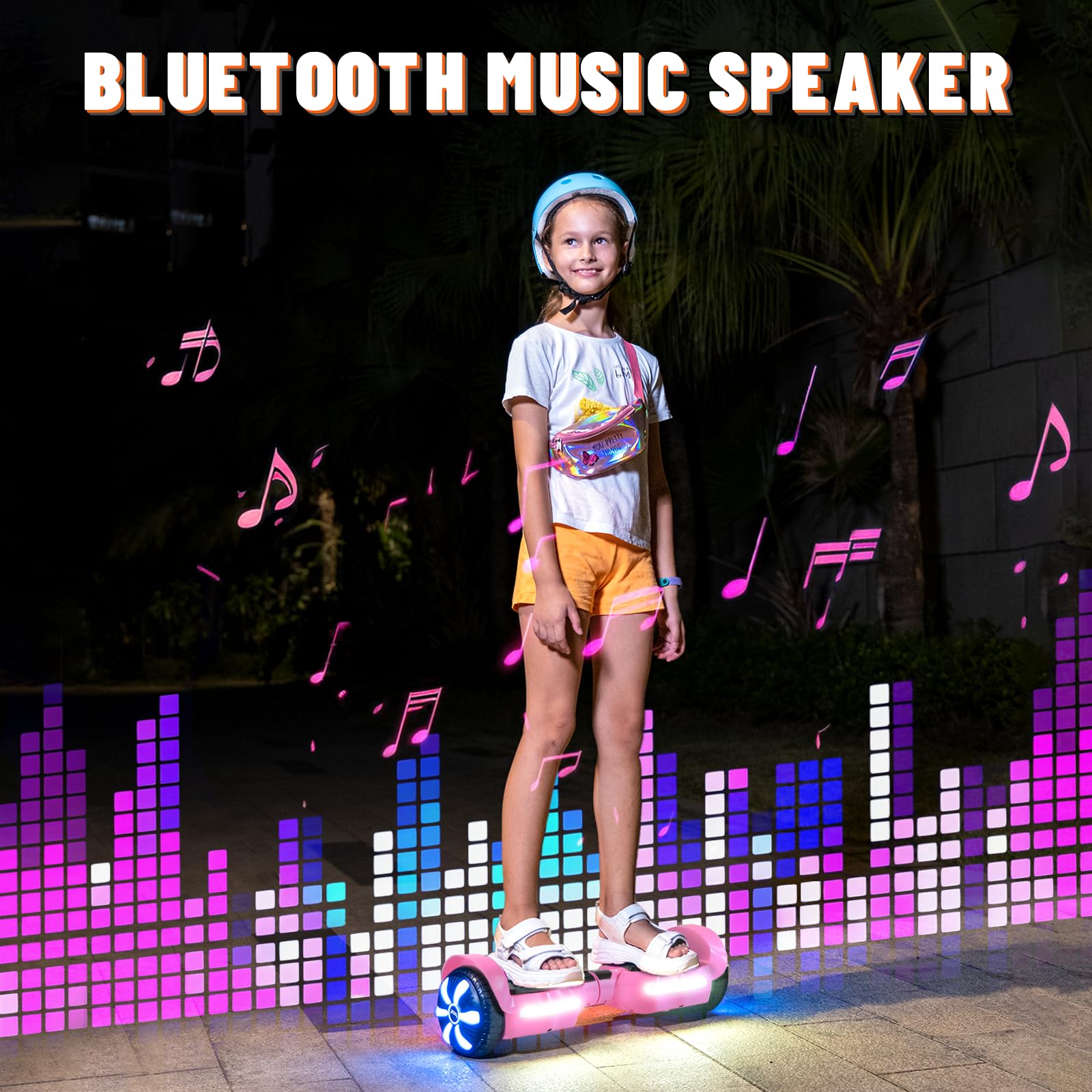 Electric Scooter with Bluetooth Speakers & LED Light-Up Wheels - APP Control, Dual 250W Motors, 8.5 mph Speed, 8.5 Miles Range - Perfect for Commuting, Fun Rides & Gifts for Kids, Adults, Boys & Girls