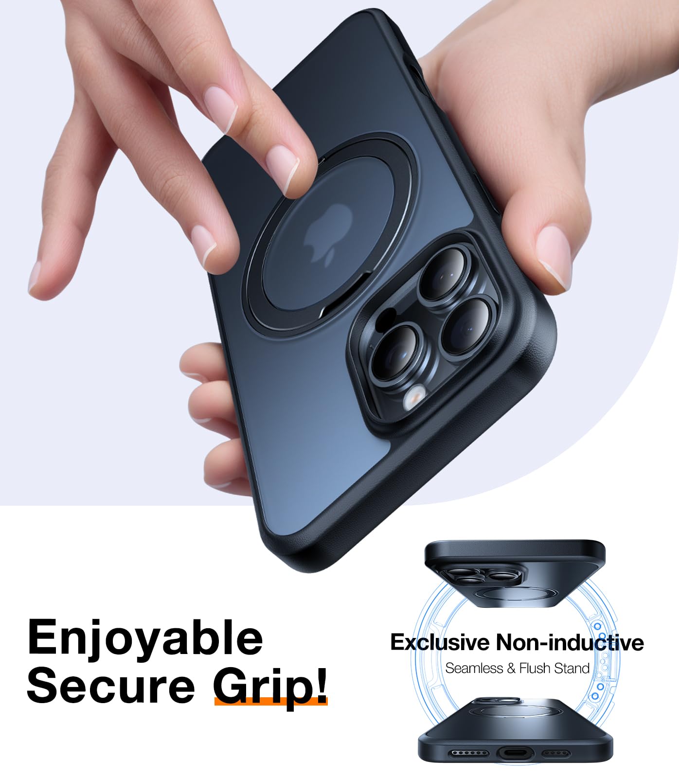 TORRAS 360° Rotatable Magnetic Ring Stand Case for iPhone 16 Pro Max (6.9