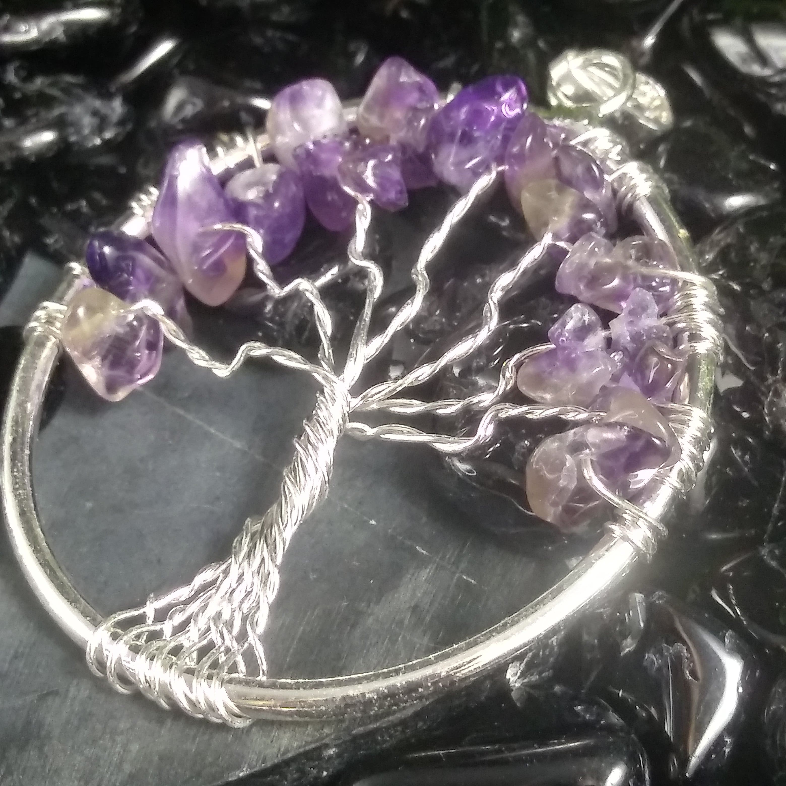 Natural Amethyst Tree of Life Pendant Necklace - Healing Crystal Jewelry for Women - Perfect for Meditation, Spiritual Gifts & Everyday Wear