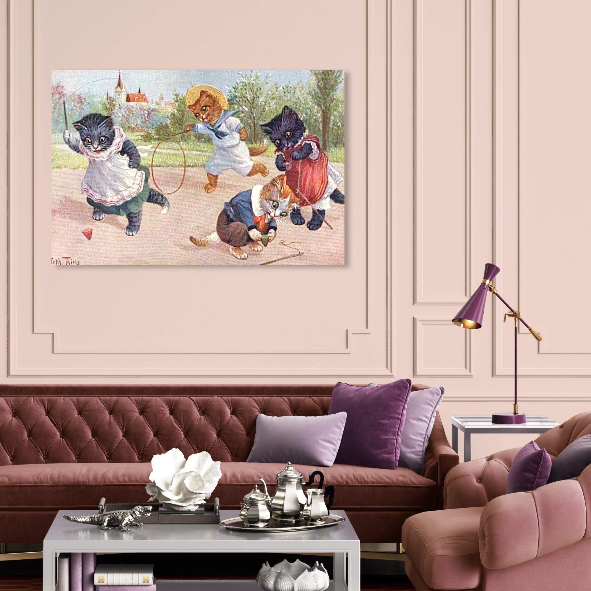 Oliver Gal Artist Co. 'Kittens Playing in The Park' Animal Wall Art Canvas Print - 45