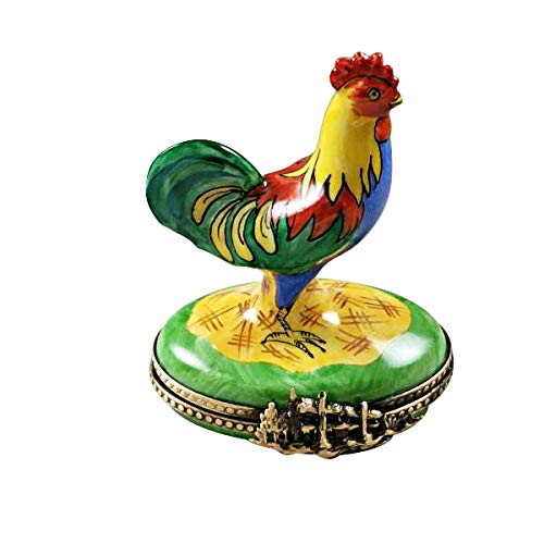 Hand-Painted Rooster Limoges Box - French Porcelain Collectible Trinket Jewelry Box | Perfect for Home Decor, Gift Giving & Collector's Display