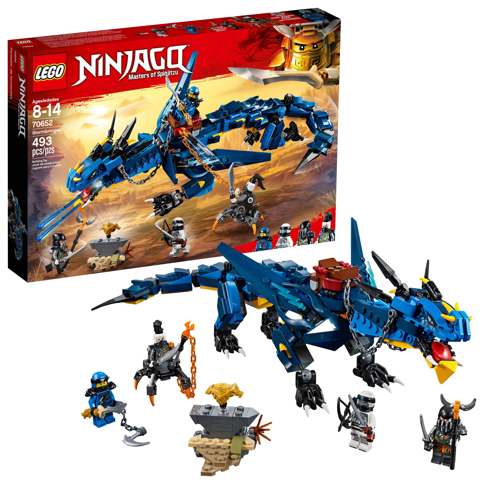 LEGO NINJAGO Stormbringer 70652 Building Kit with Blue Dragon - 493-Piece Ninja Toy Set for Kids, Creative Play Gift for Boys | Dragon Battle Playset for Action-Packed Adventures