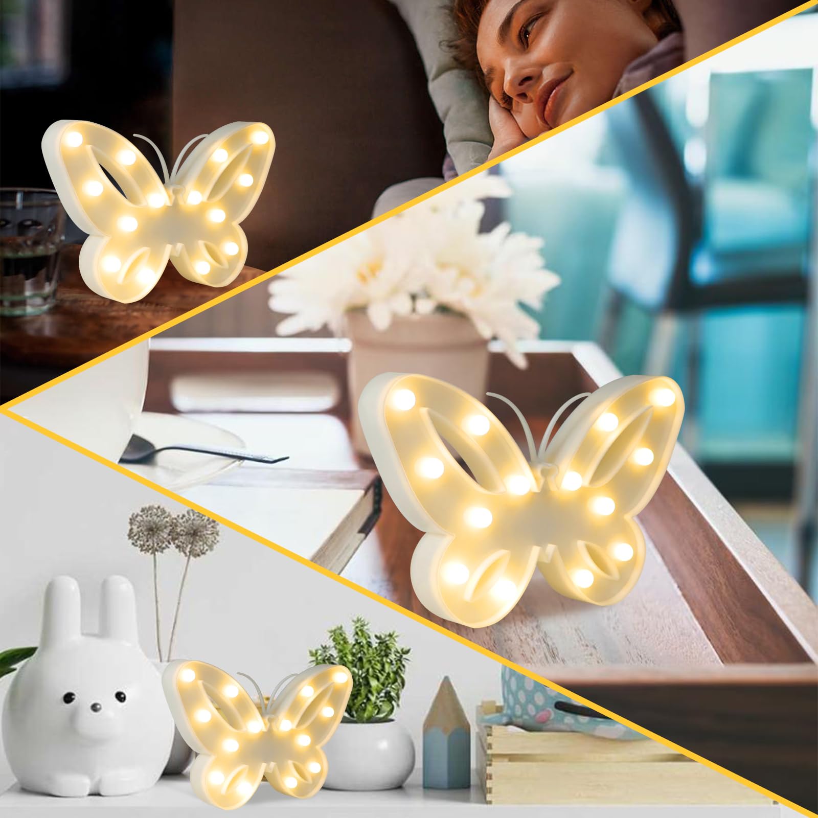 Butterfly LED Night Light for Kids - Multi-Shape Nursery Lamp for Boys & Girls Bedroom, Desk, Wall Decor | Cute Kawaii Nightlight Gift for Toddlers, Breastfeeding Babies | Perfect for Bedtime, Nursery Room, Study Area & Relaxation