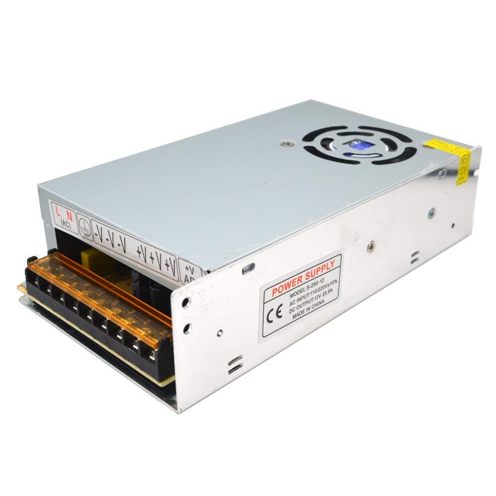 Padarsey 12V 20A Universal Regulated Switching Power Supply - for LED Strip Lights, CCTV, Radio, Computer & DIY Projects - Perfect for Home, Office & Industrial Use