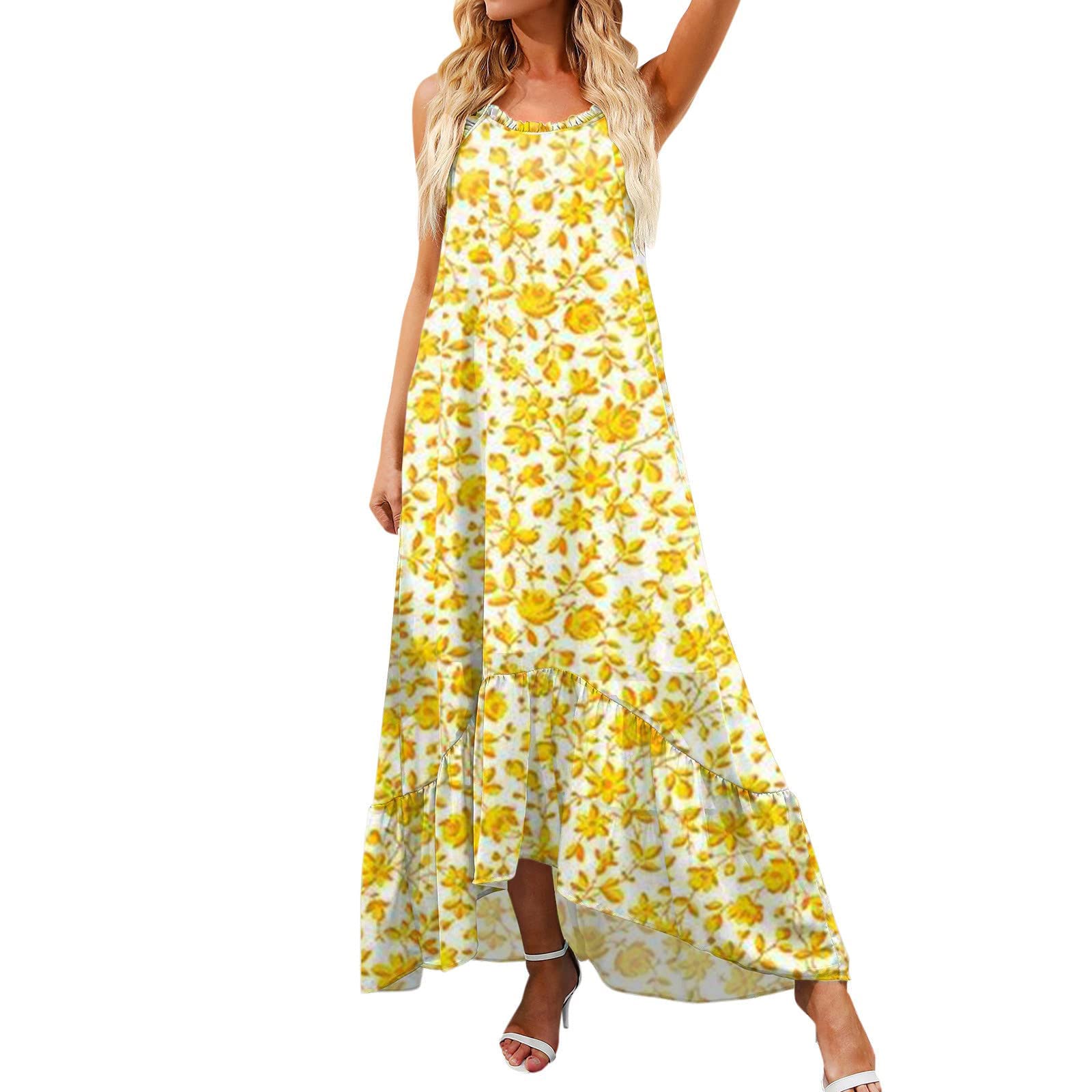Women's Summer Dresses 2023 - Sleeveless Round Neck Floral Print Casual Sundresses | Perfect for Beach Vacations, Garden Parties & Summer Outings