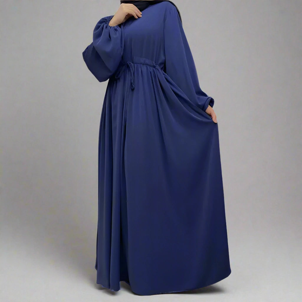 Elegant Solid Color Loose Abaya Dress for Muslim Women - Modest Islamic Clothing for Prayer, Mosque & Daily Wear