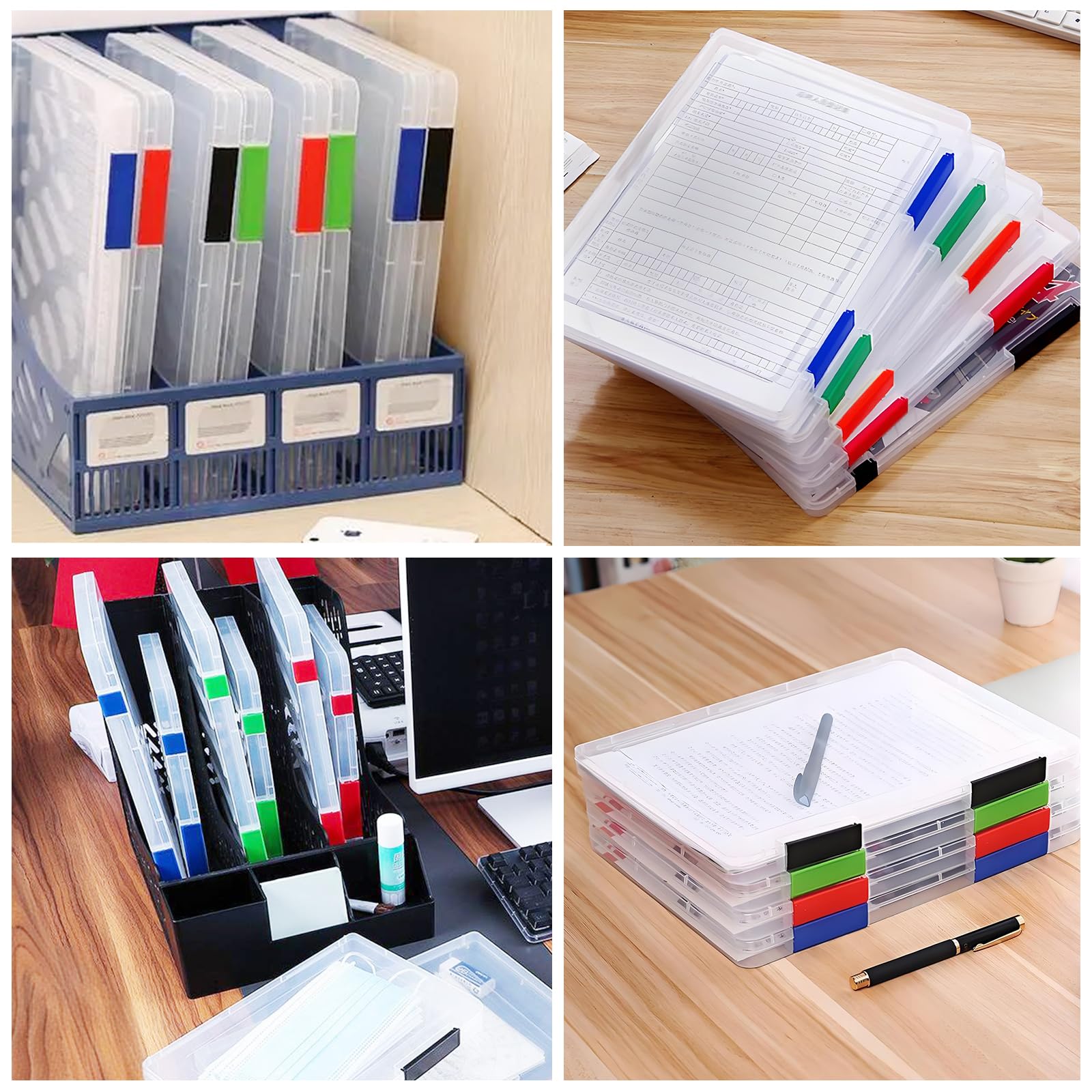 Lemical 4 Pack Plastic Paper Storage Containers - Portable Scrapbook Organizer Box for 8.5x11 Letter & A4 Documents - Perfect for Office, School, Craft Room to Store Files, Photos, Stamps, Cards & Stationery