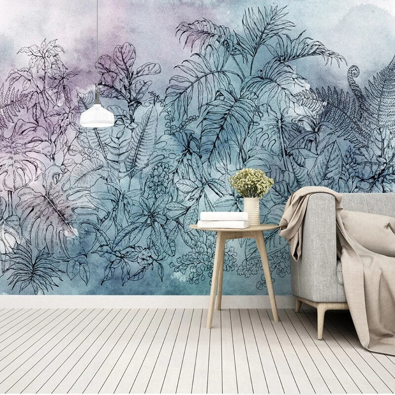 3D Tropical Watercolor Leaf Wallpaper Mural - Self-Adhesive Peel & Stick Wall Decor for Bedroom, Living Room, Nursery - Nature Inspired Botanical Design