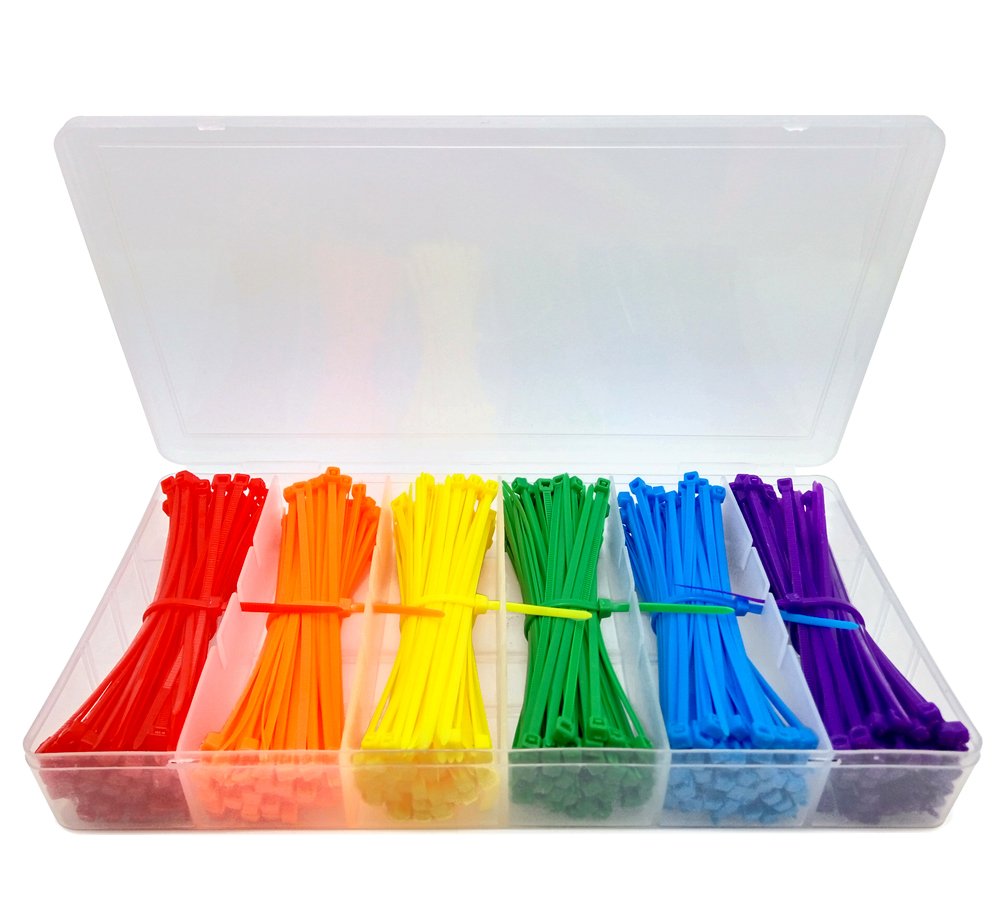 600-Piece 4-Inch Multi-Purpose Cable Ties - Assorted Colors for Home, Office & DIY Organization - Heavy Duty Nylon Zip Ties for Wires, Cables, Gardening & More