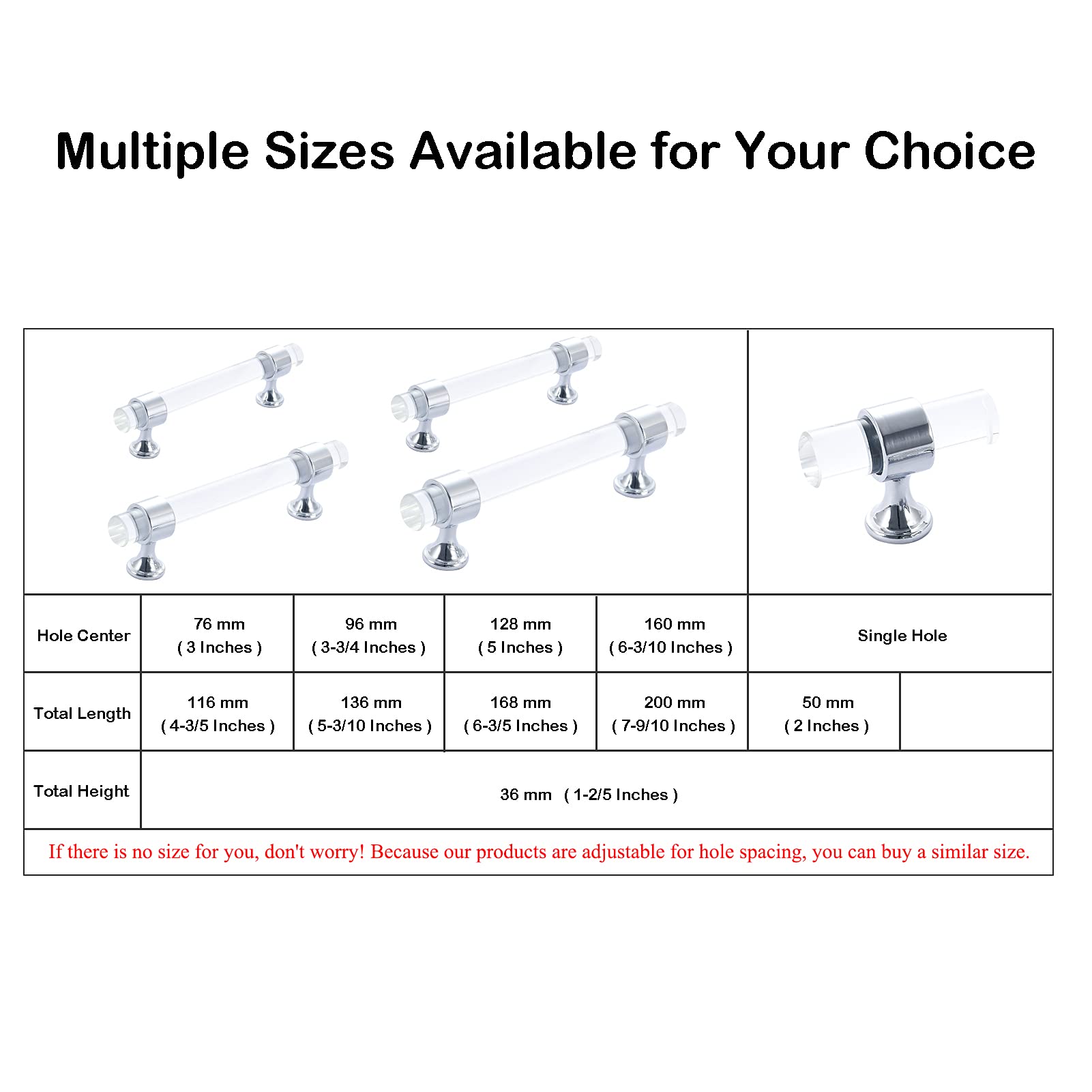 5 Inch Polished Chrome Cabinet Pulls - 6 Pack Clear Crystal Glass Drawer Handles for Bathroom & Kitchen Cabinets - Modern Hardware for Dressers, Vanities & Furniture Upgrades