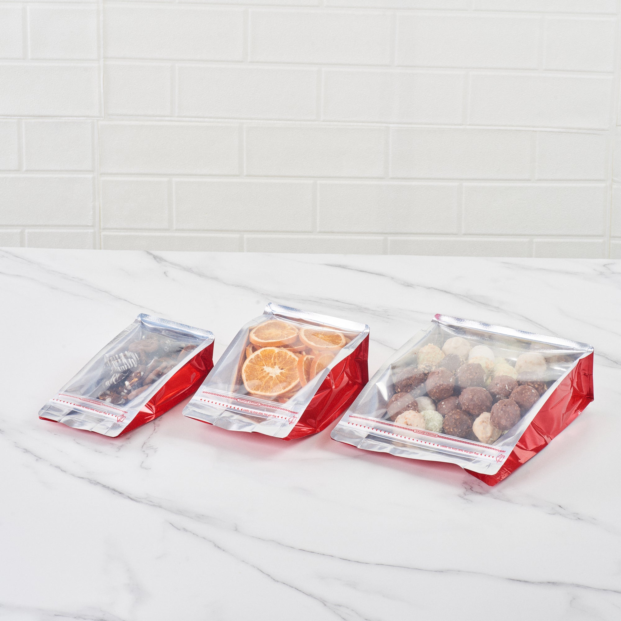 Premium Red Plastic Medium Snack Bags - Double Seal, Rip Lock & Heat Sealable (8