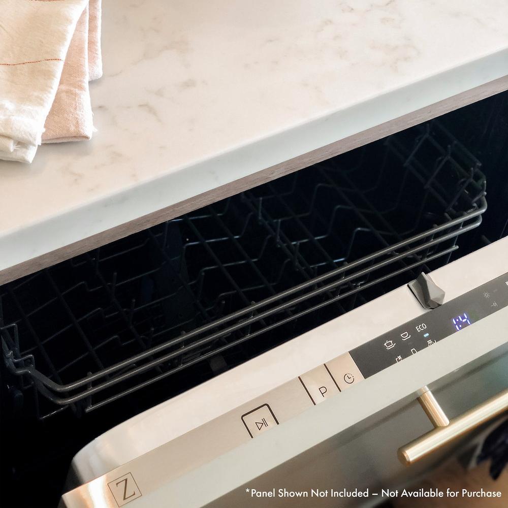 ZLINE 24 Inch Stainless Steel Panel Ready Built-In Dishwasher - Ultra Quiet 52dBa, Top Control (Model DW7713 24) - Perfect for Modern Kitchens & Open Concept Homes