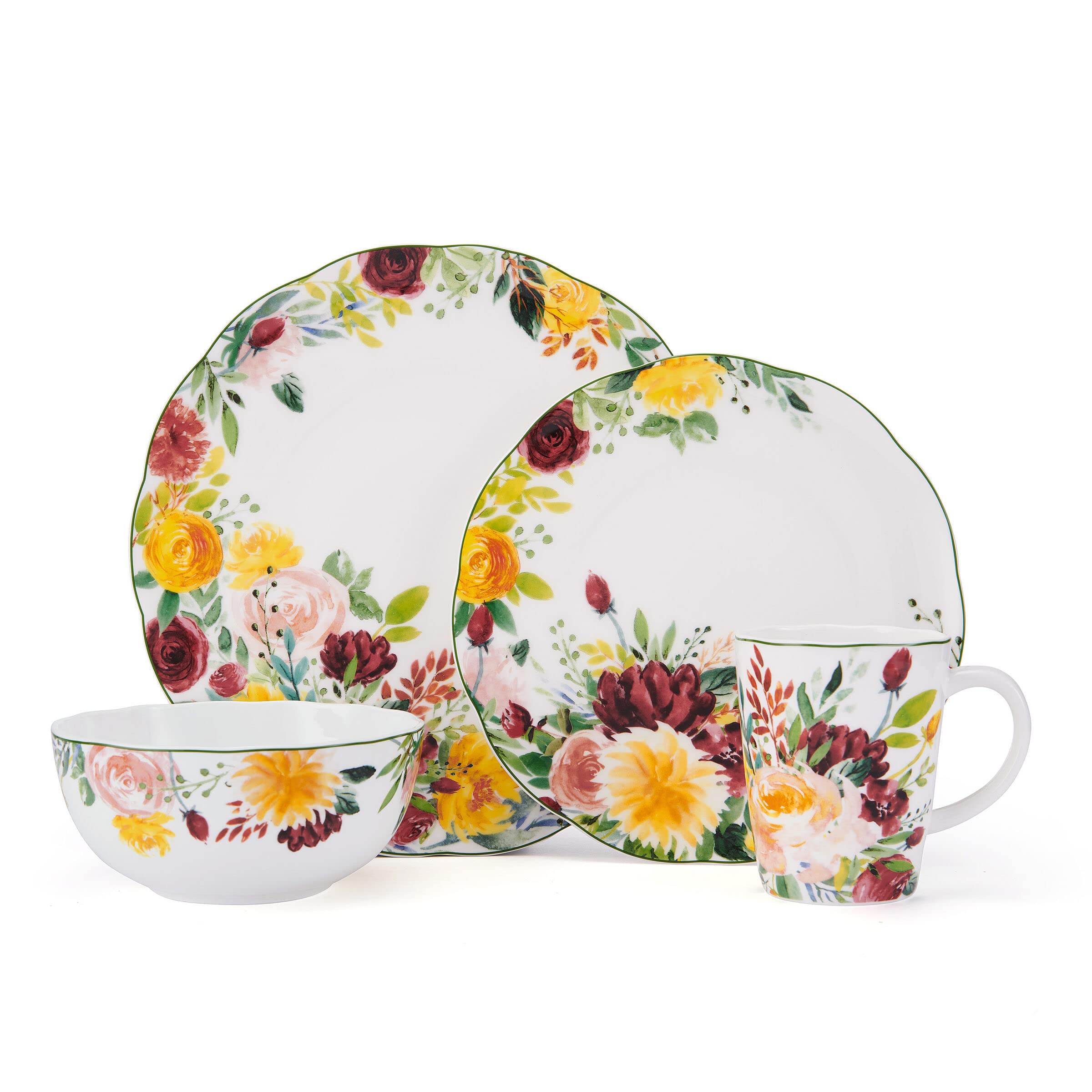 Premium Mikasa Clara 16-Piece Bone China Dinnerware Set - Lightweight & Chip Resistant, Service for 4 - Elegant Table Setting for Fine Dining & Special Occasions