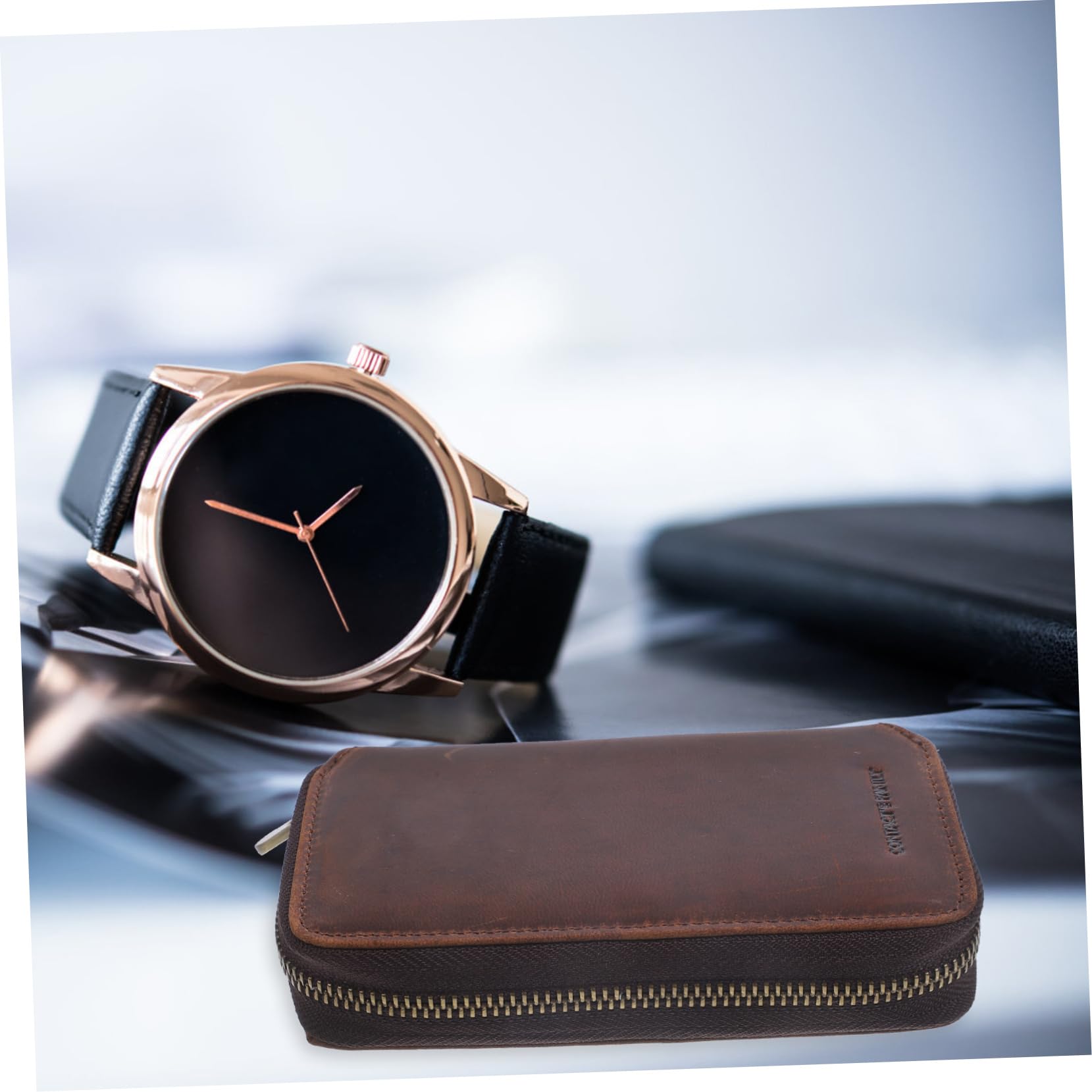 TEHAUX Genuine Leather Watch Box - Zipper Watch Storage Case for Men & Women, Couple Watch Pouch Organizer - Perfect for Travel, Gift & Jewelry Collection