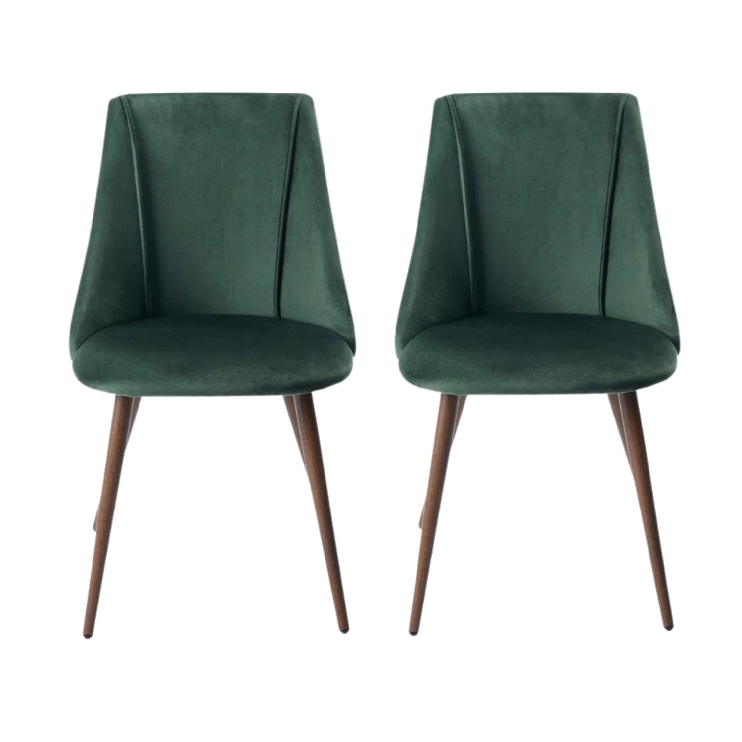 Luxury Velvet Dining Chairs Set of 2 - Modern Upholstered Kitchen Side Chairs with Soft Cushion & Sturdy Metal Legs - Elegant Accent Chairs for Home, Restaurant, or Cafe - Perfect for Dining Room, Kitchen Island, or Breakfast Nook - Green (2-Piece Set)