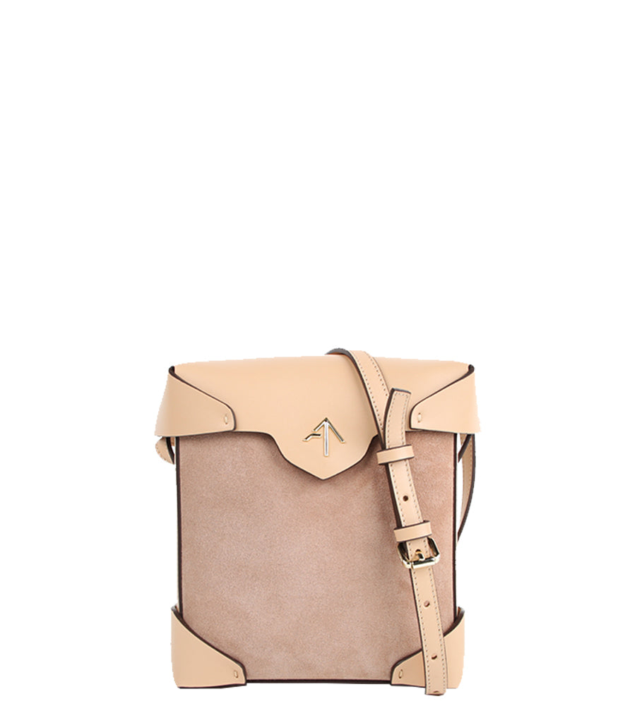 Luxury Mini Suede Crossbody Bag in Champagne/Powder - Elegant Evening Clutch for Parties, Weddings & Special Occasions