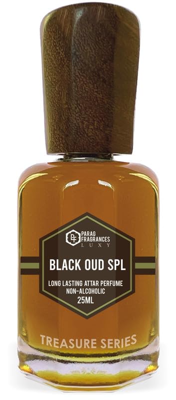 Parag Fragrances Black Oud Premium Attar Perfume - 25ml Treasure Series | 100% Natural Long-Lasting Fragrance Oil | Alcohol-Free Ittar for Men | Perfect for Pooja, Worship & Daily Wear | Luxury Scent for Special Occasions & Meditation