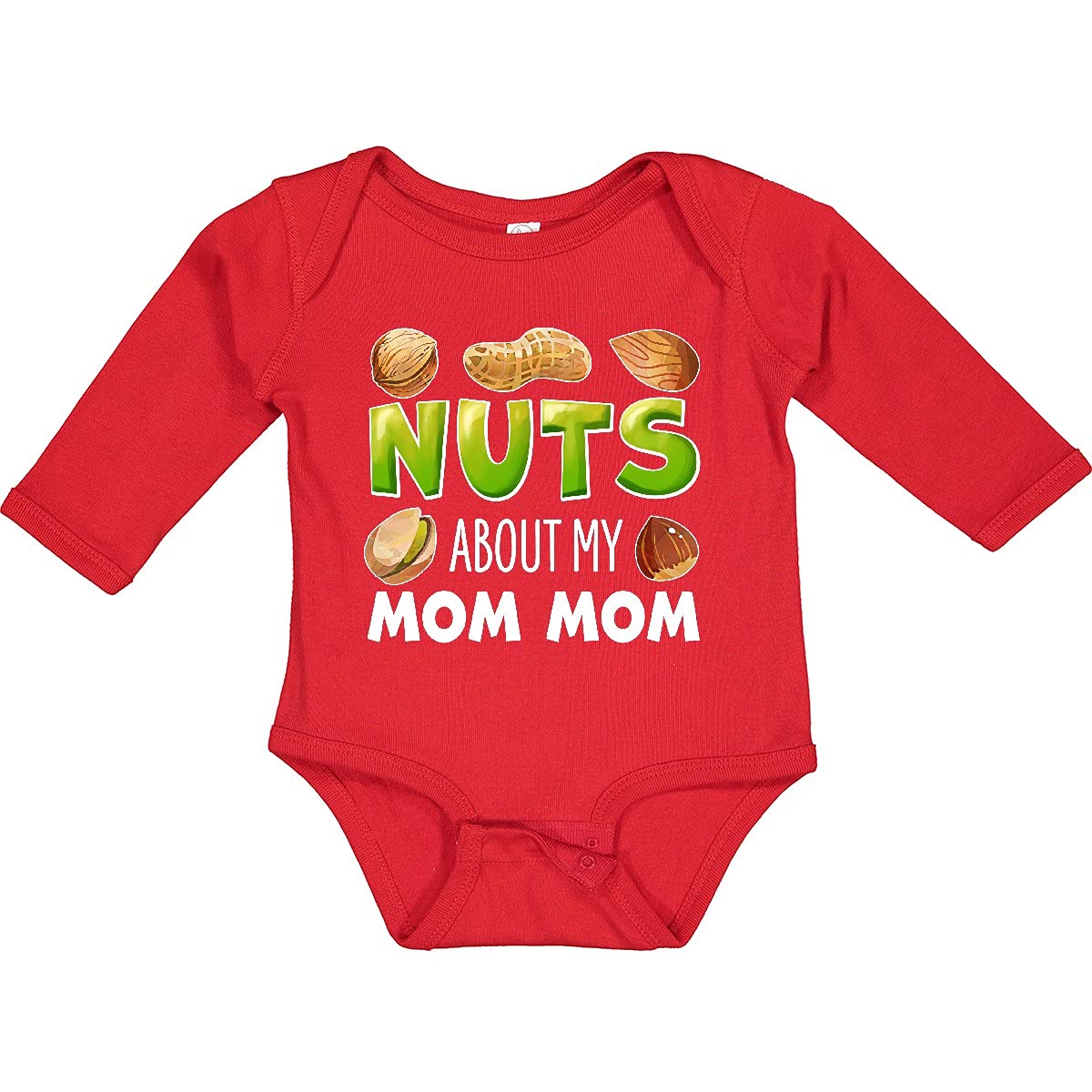 Inktastic 'Nuts About My Mom' Peanut Almond Pistachio Long Sleeve Baby Bodysuit - Perfect for Mother's Day Gifts & Family Photo Outfits