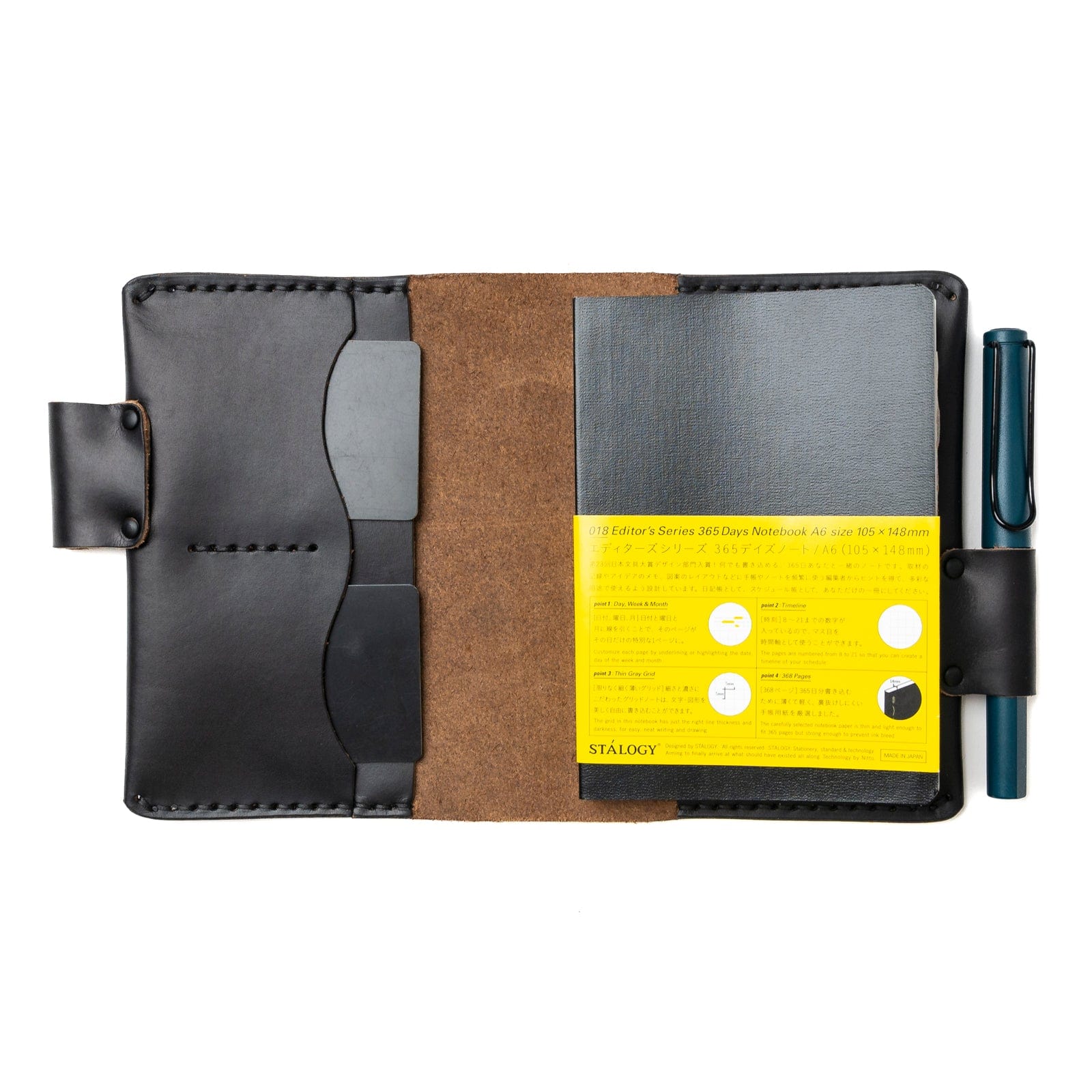 Premium Leather Stalogy 365 Days A6 Notebook Cover - Durable Vegan Leather Journal Cover for Daily Planning, Bullet Journaling & Note Taking - Perfect for Work, School & Travel Organization