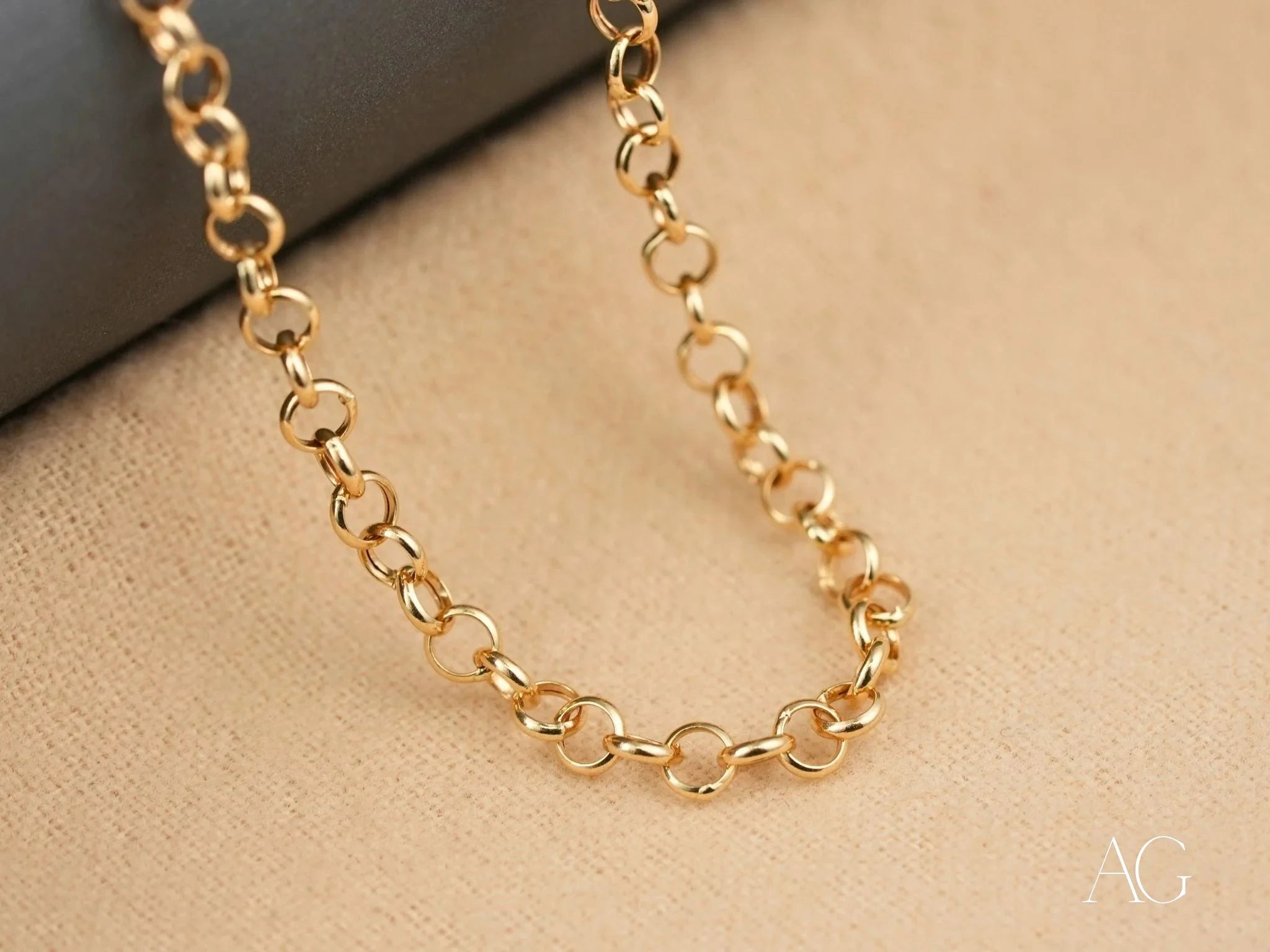18K Gold Rolo Chain Necklace - 4mm Bold Round Link Jewelry for Women, Men | Perfect for Everyday Wear, Gifts & Special Occasions