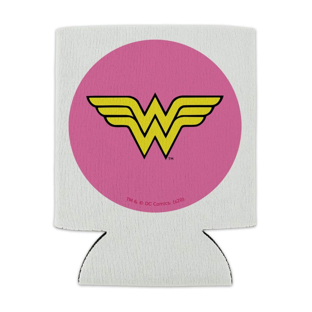 Wonder Woman Classic Logo Insulated Can Cooler - Collapsible Drink Sleeve for Beer & Soda - Perfect for Parties, BBQs & Outdoor Adventures