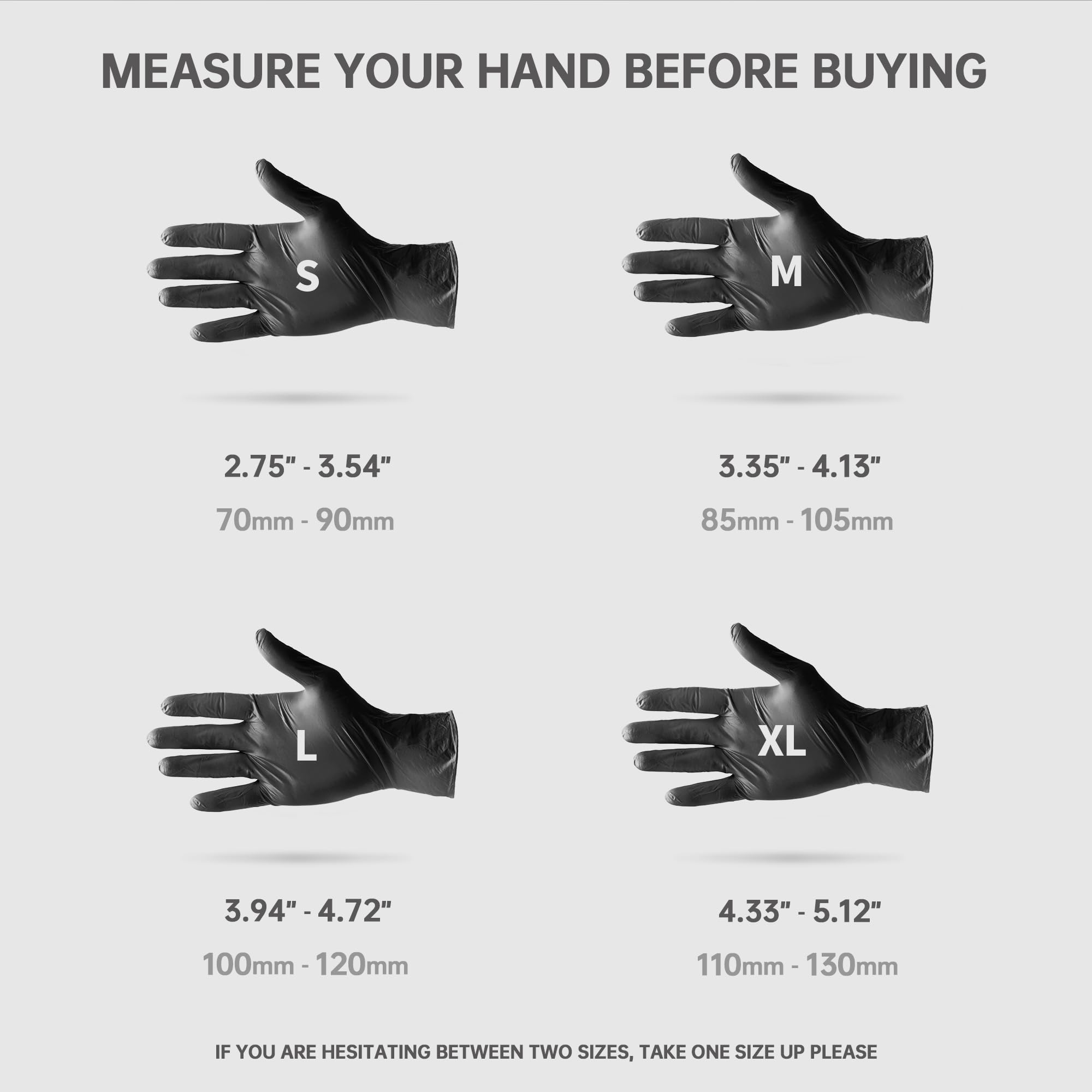 Premium Black Nitrile Disposable Gloves - 4.5 Mil Thick, Powder-Free & Latex-Free - Food Safe Exam Gloves (100 Count) - Ideal for Medical Exams, Tattoo Parlors, Food Handling & Kitchen Safety