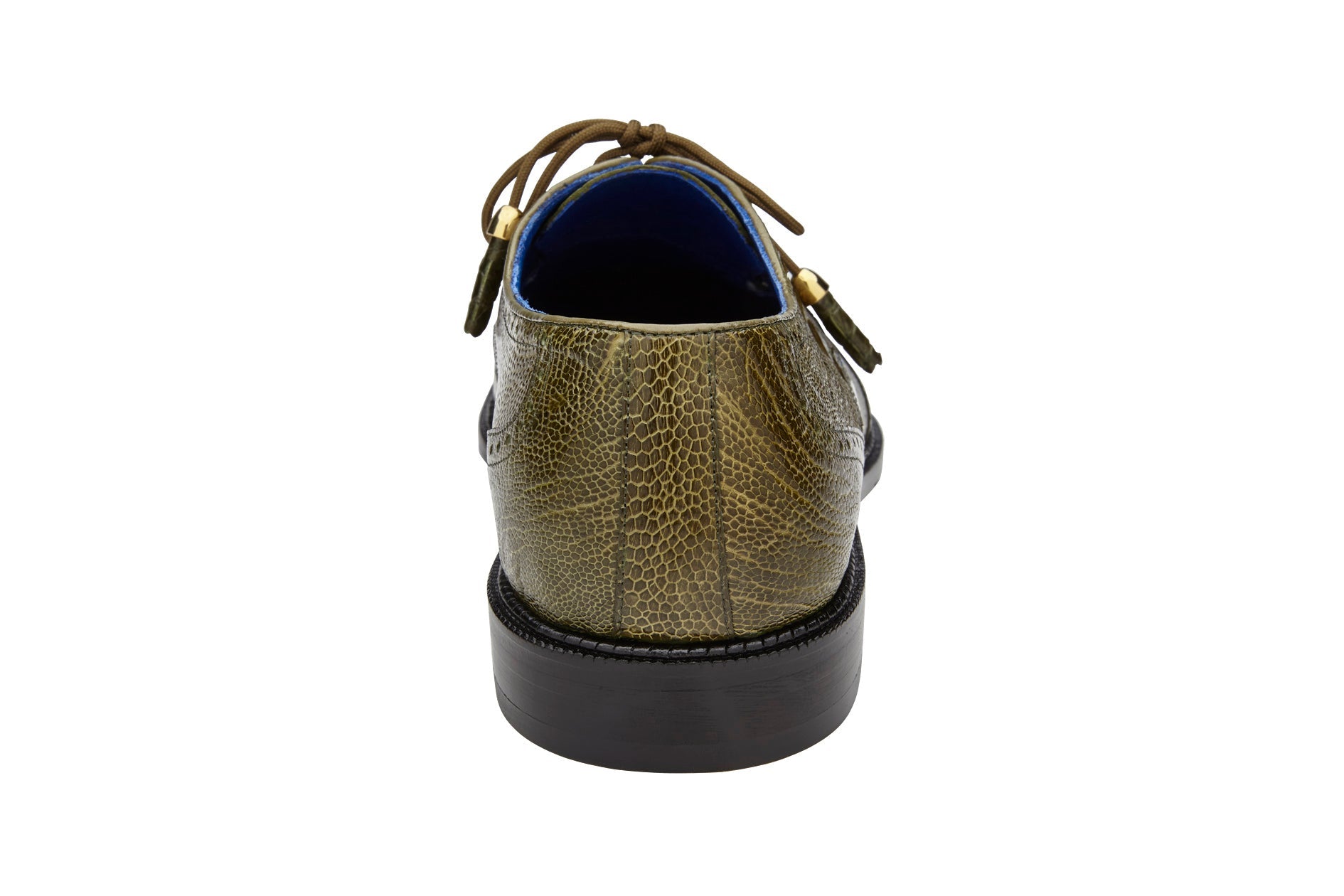Belvedere Batta Genuine Ostrich Leather Dress Shoes for Men - Olive Brown Business Formal Shoes 14006 | Premium Office & Wedding Dress Shoes for Professional Occasions