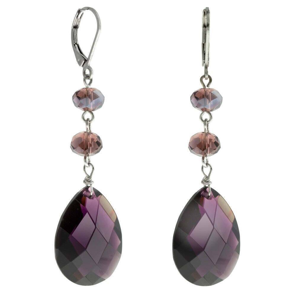 1928 Light Rose Briolette Crystal Beaded Drop Earrings for Women - Elegant Dangle Earrings for Wedding, Party & Evening Wear