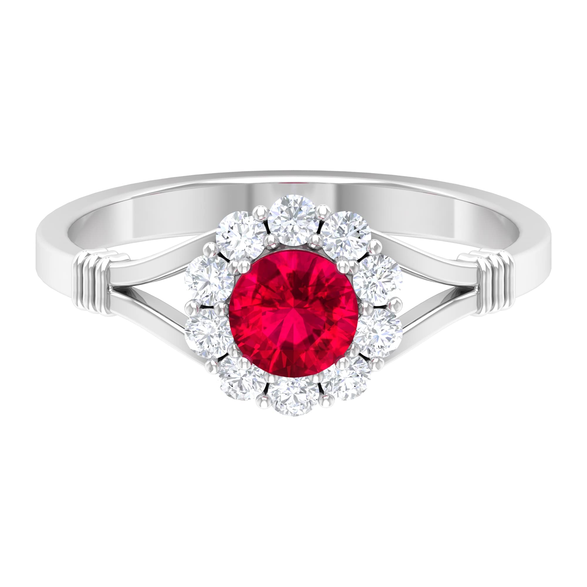 1.25 CT Genuine Ruby and Diamond Engagement Ring for Women - 14K Solid Gold Floral Split Shank Ring - Perfect for Proposals, Anniversaries & Special Occasions