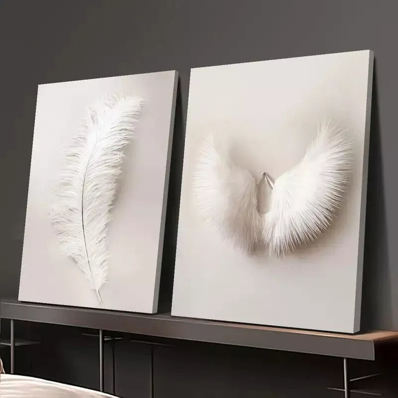 2Pcs White Wings Framed Canvas Wall Art 50x75cm - High Quality Print, 100% Australian Made, Ready to Hang - Perfect for Living Room, Bedroom & Office Decor