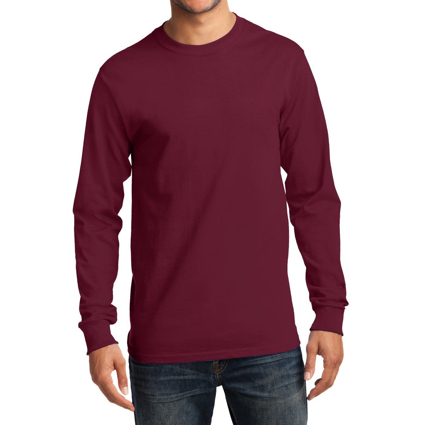 Premium Men's Long Sleeve Essential T-Shirt - Soft Cotton Crewneck Basic Tee for Casual Wear, Layering & Everyday Comfort