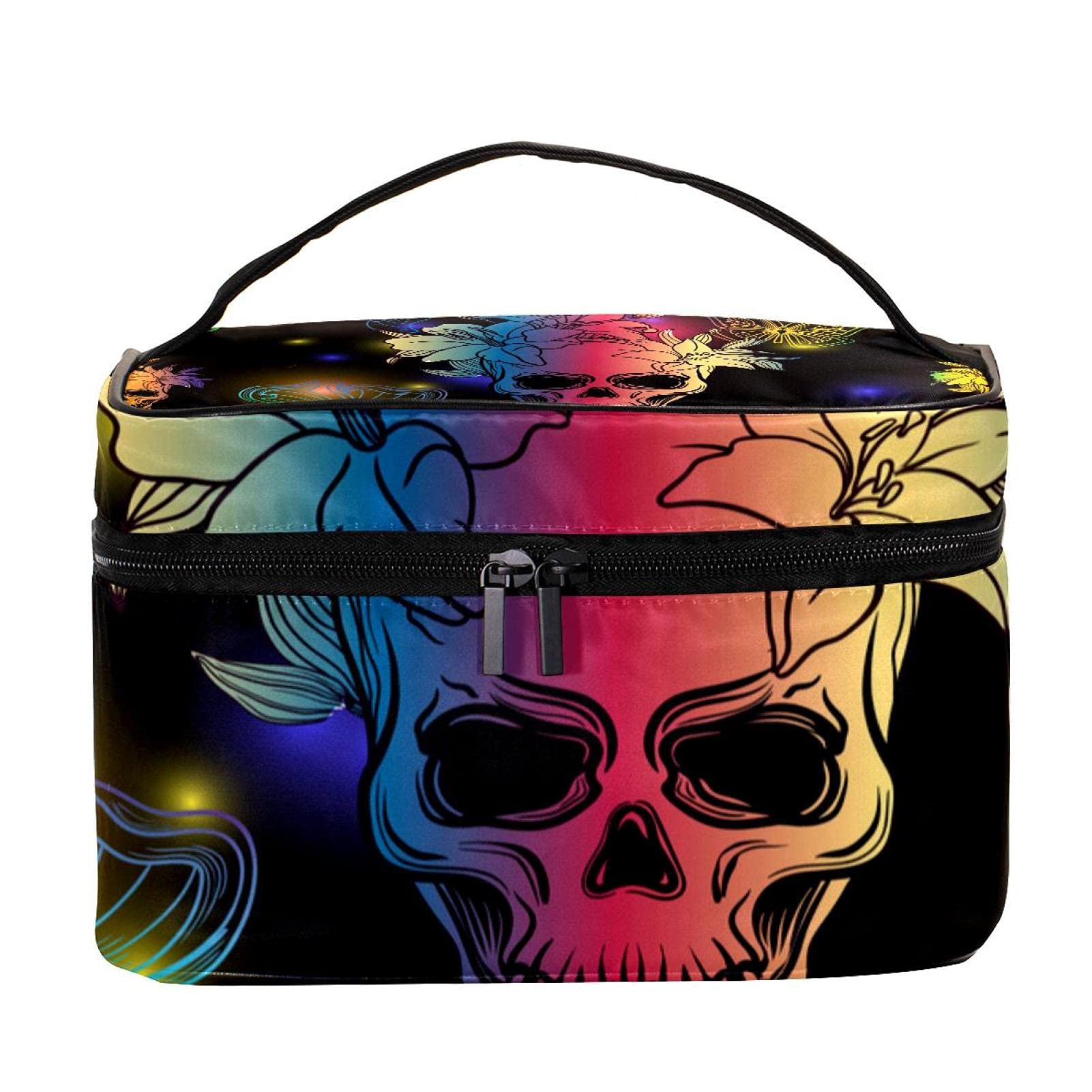 Vintage Skull & Butterfly Floral Cosmetic Bag - Large Travel Makeup Organizer with Zipper for Women & Girls | Perfect for Toiletries, Makeup Storage & Travel Essentials